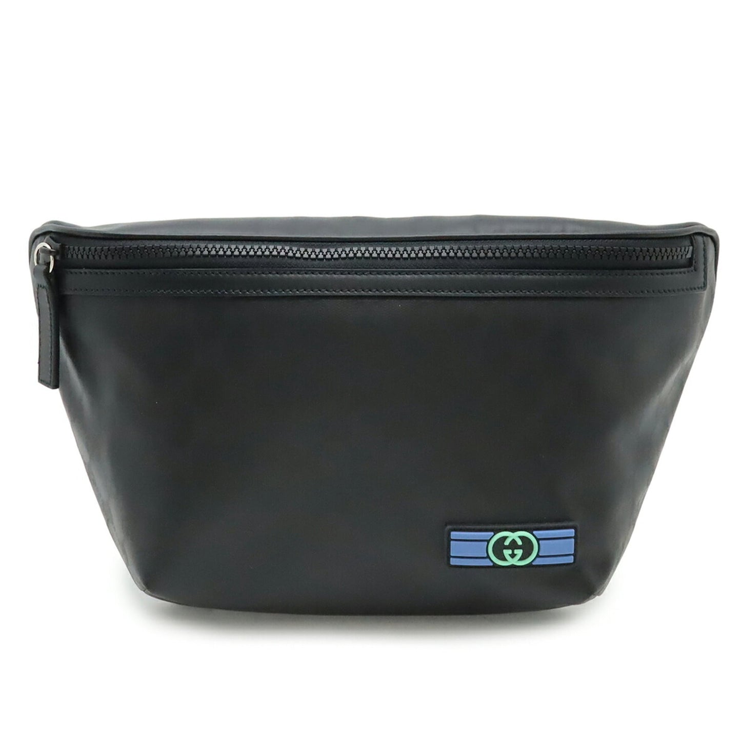 Gucci Black Blue Green Vinyl Leather Fanny Pack