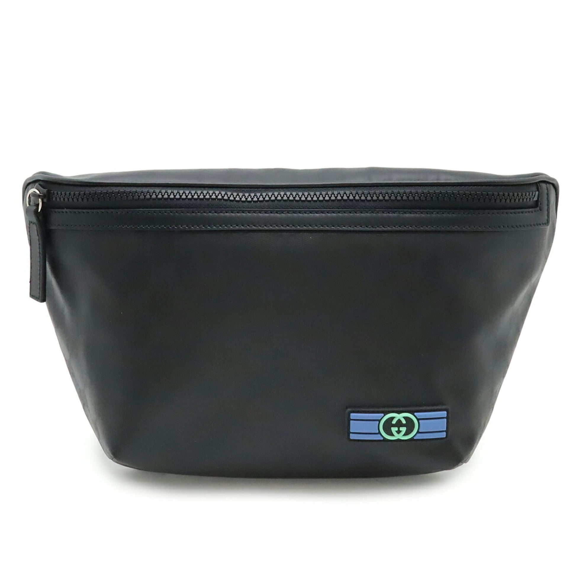 Gucci Black Blue Green Vinyl Leather Fanny Pack