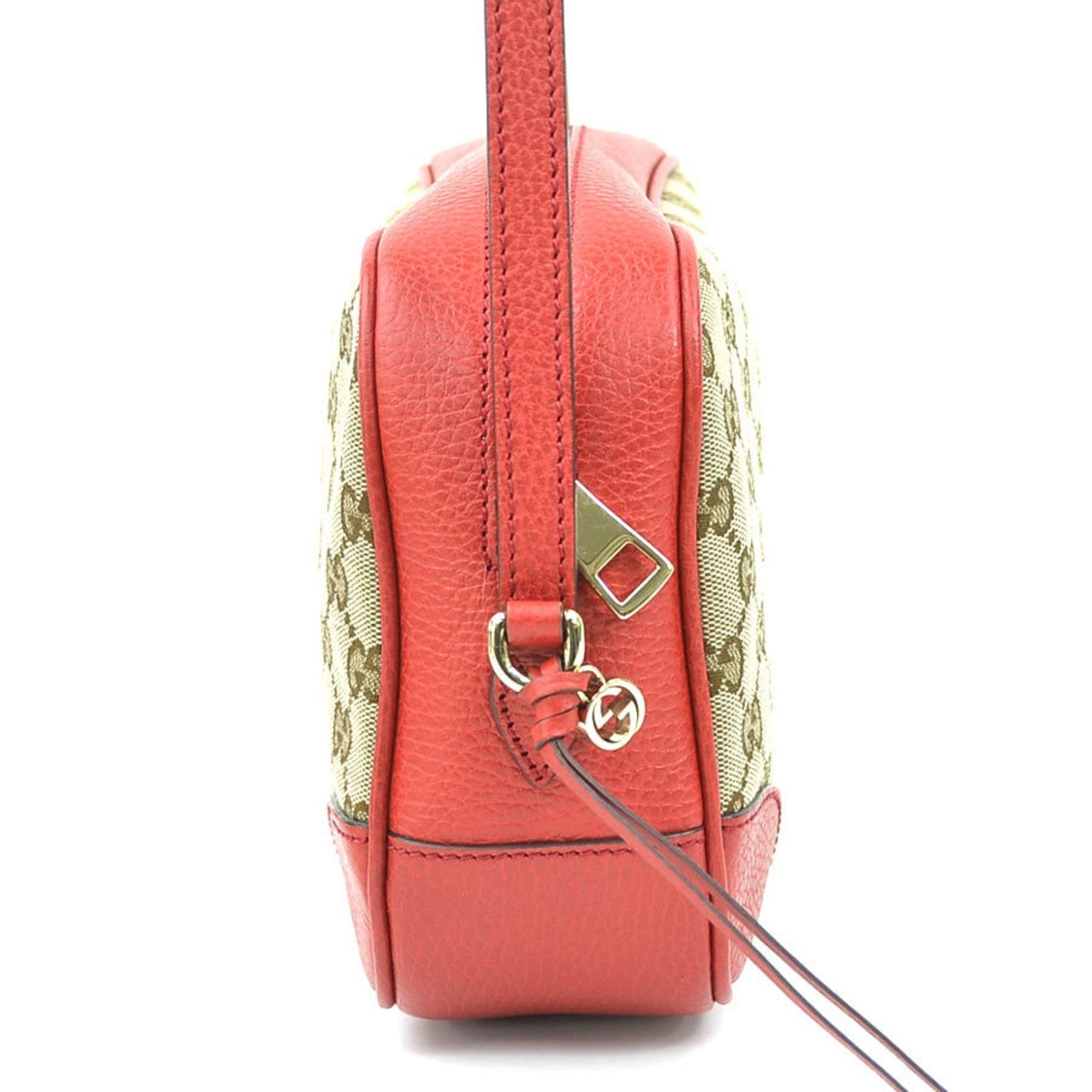 Gucci Brown Red Color Gg Canvas Leather Shoulder Bag