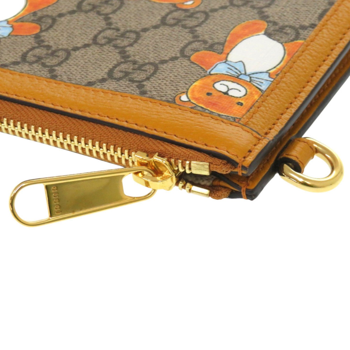 Gucci Beige Yellow Gg Supreme Canvas Leather Clutch Bag