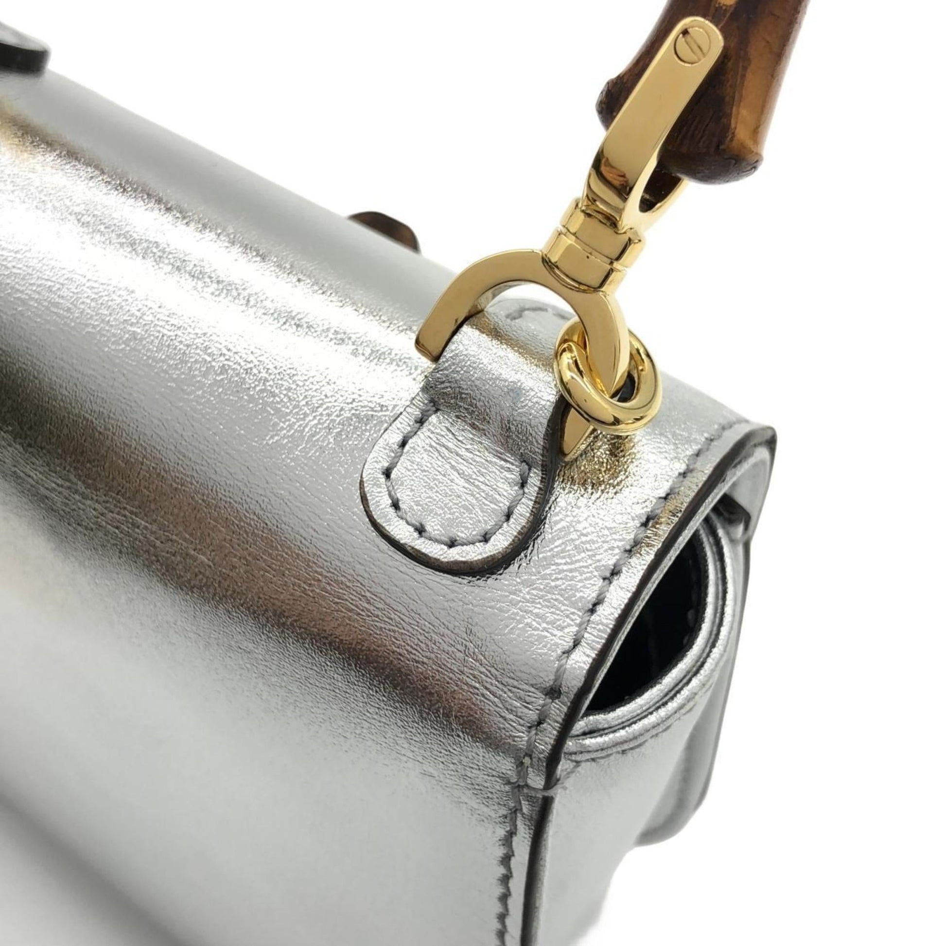 Gucci Silver Leather Handbag