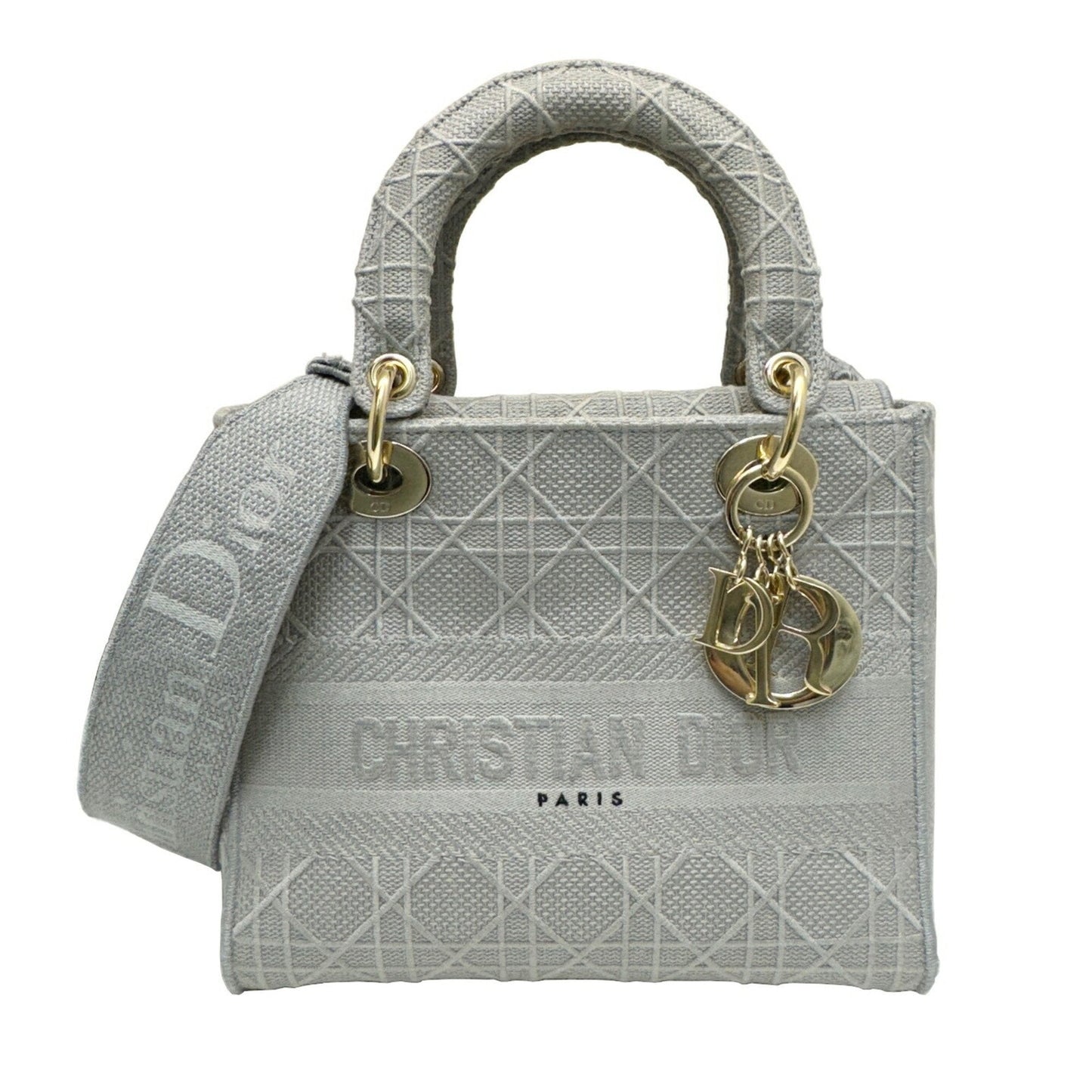 Dior Handbag Christian Shoulder Bag Canvas Gray