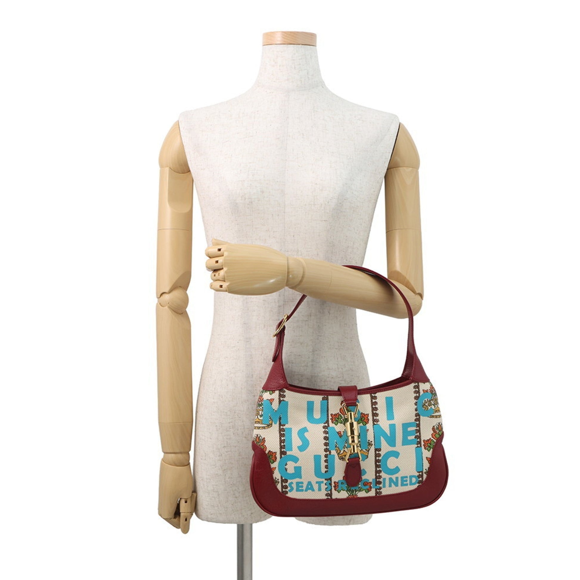 Gucci Ivory Red Color Canvas Leather Handbag Shoulder Bag