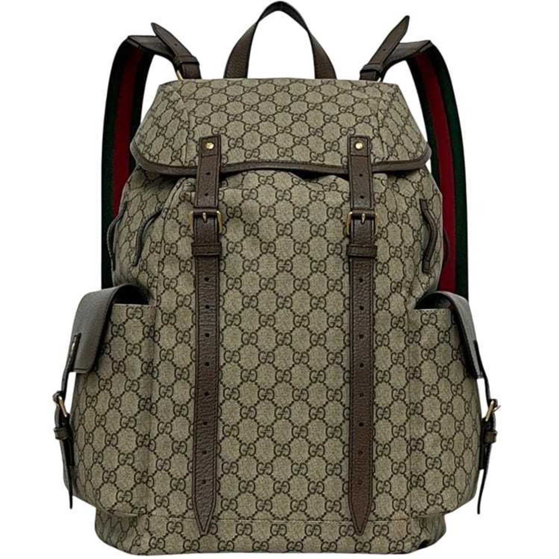 Gucci Sherry Line Beige Brown Gg Supreme Backpack