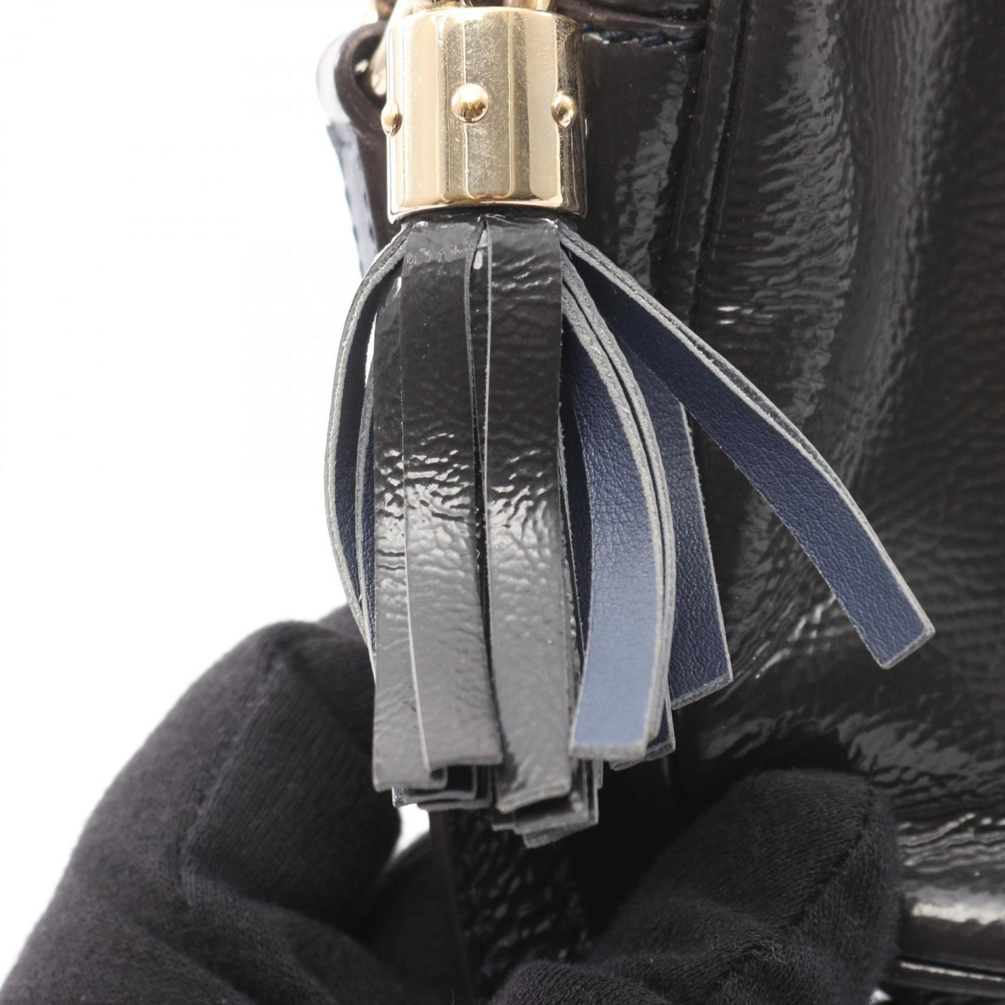 Gucci Navy Patent Leather Shoulder Bag