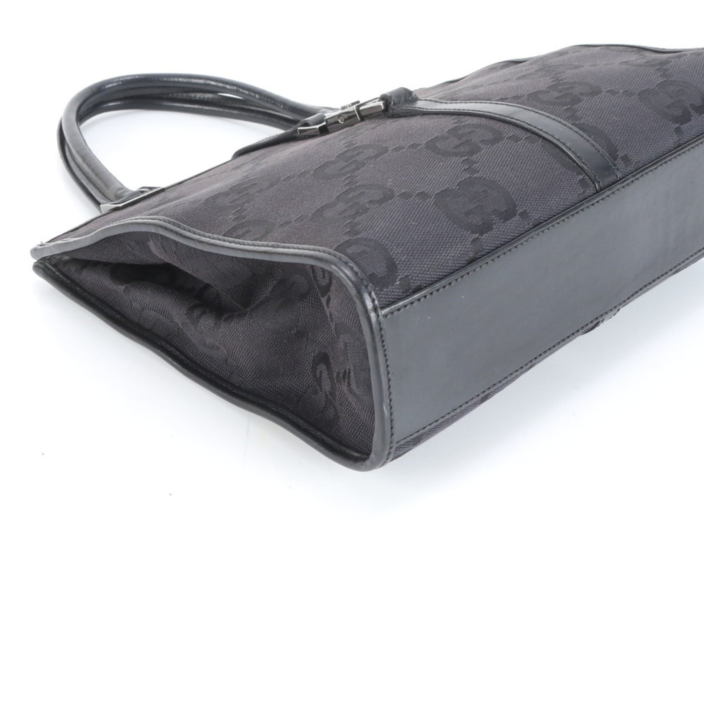 Gucci Black Leather Canvas Tote Bag