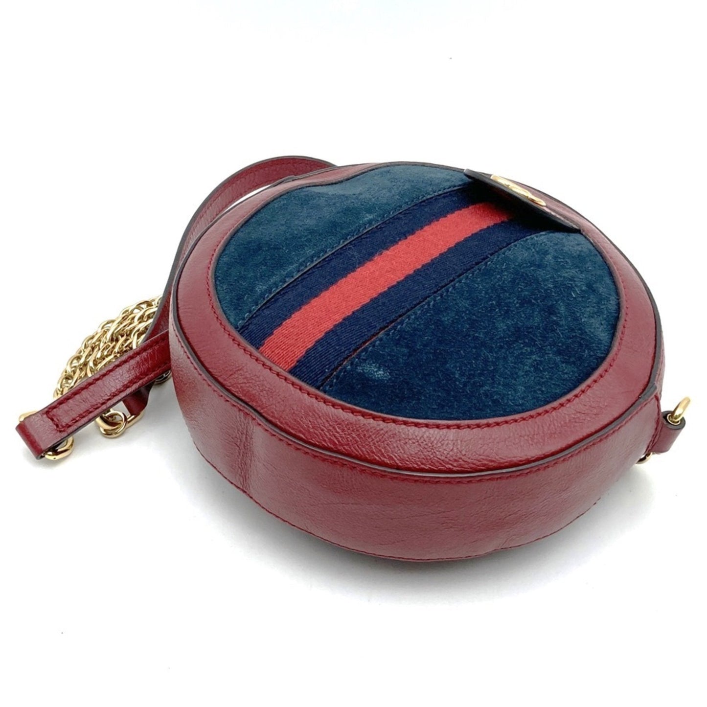 Gucci Gg Marmont Navy Red Color Suede Leather Shoulder Bag
