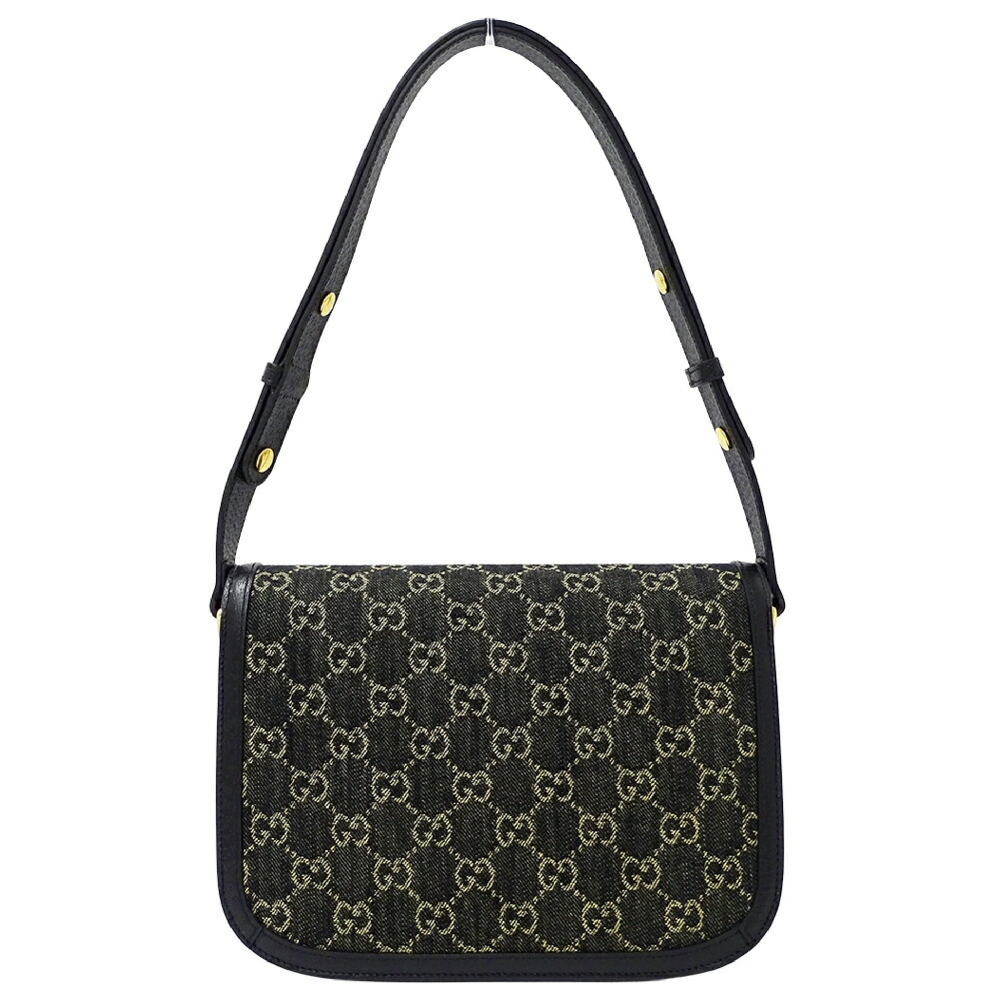 Gucci Horsebit Black Denim Shoulder Bag