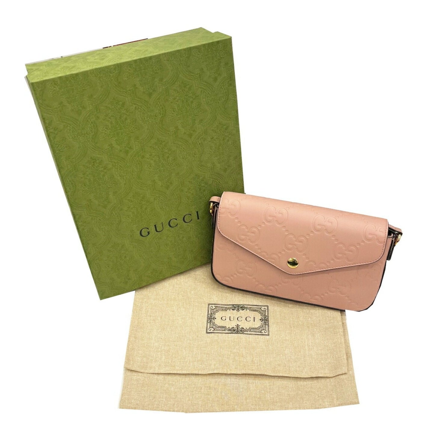 Gucci Pink Gg Leather Shoulder Bag