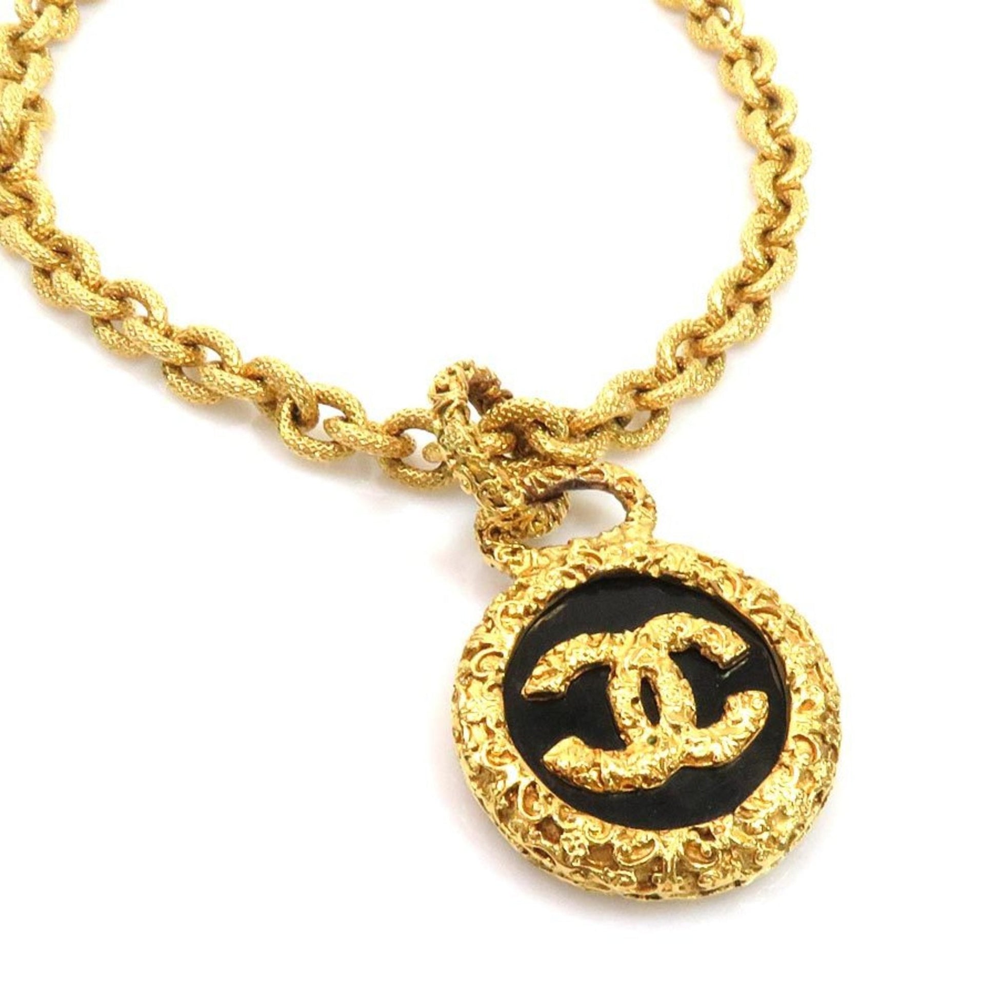 Chanel necklace here mark   gold x black metal material CHANEL ladies