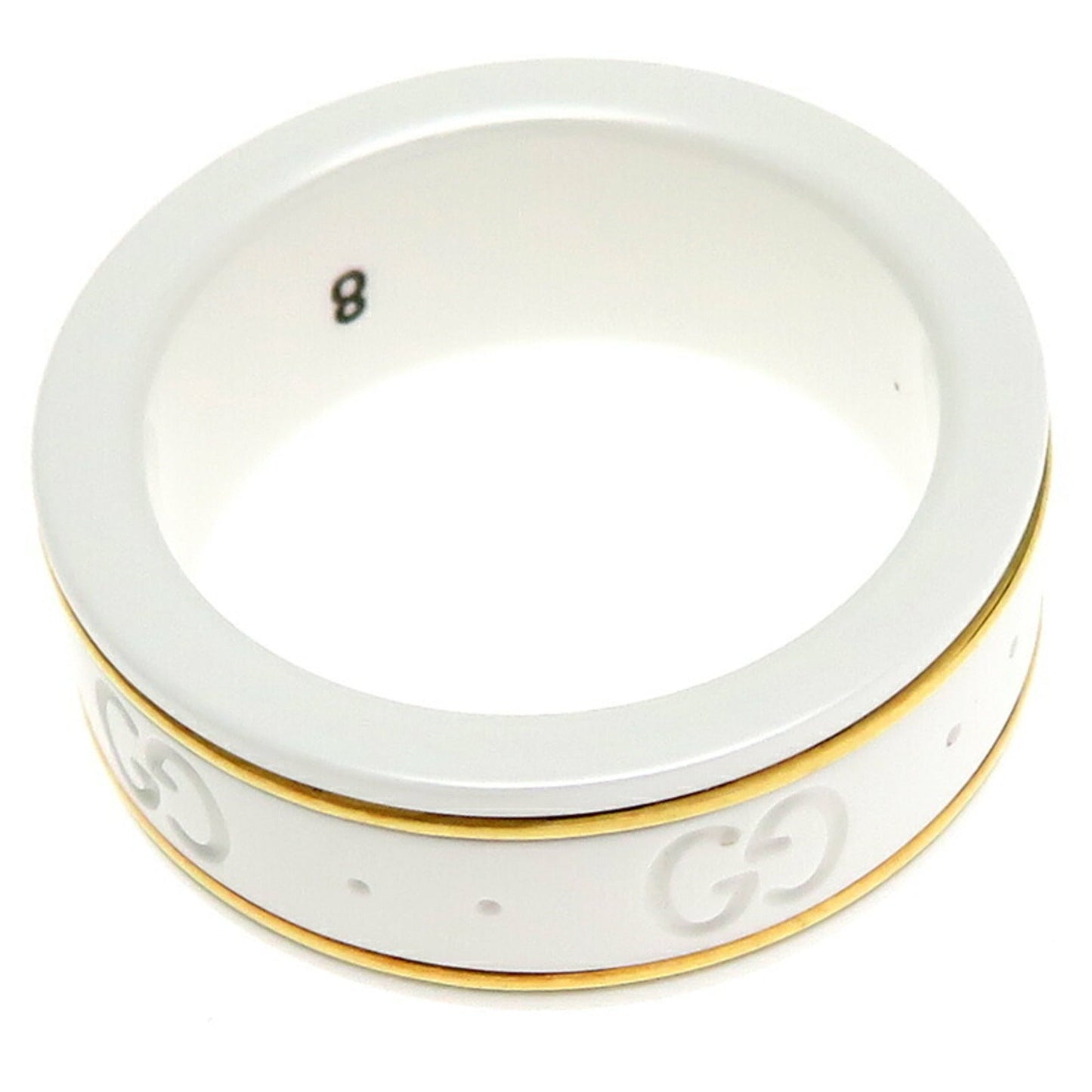 Gucci White Yellow Gold Yellow Gold (18K) Ceramic Band Ring