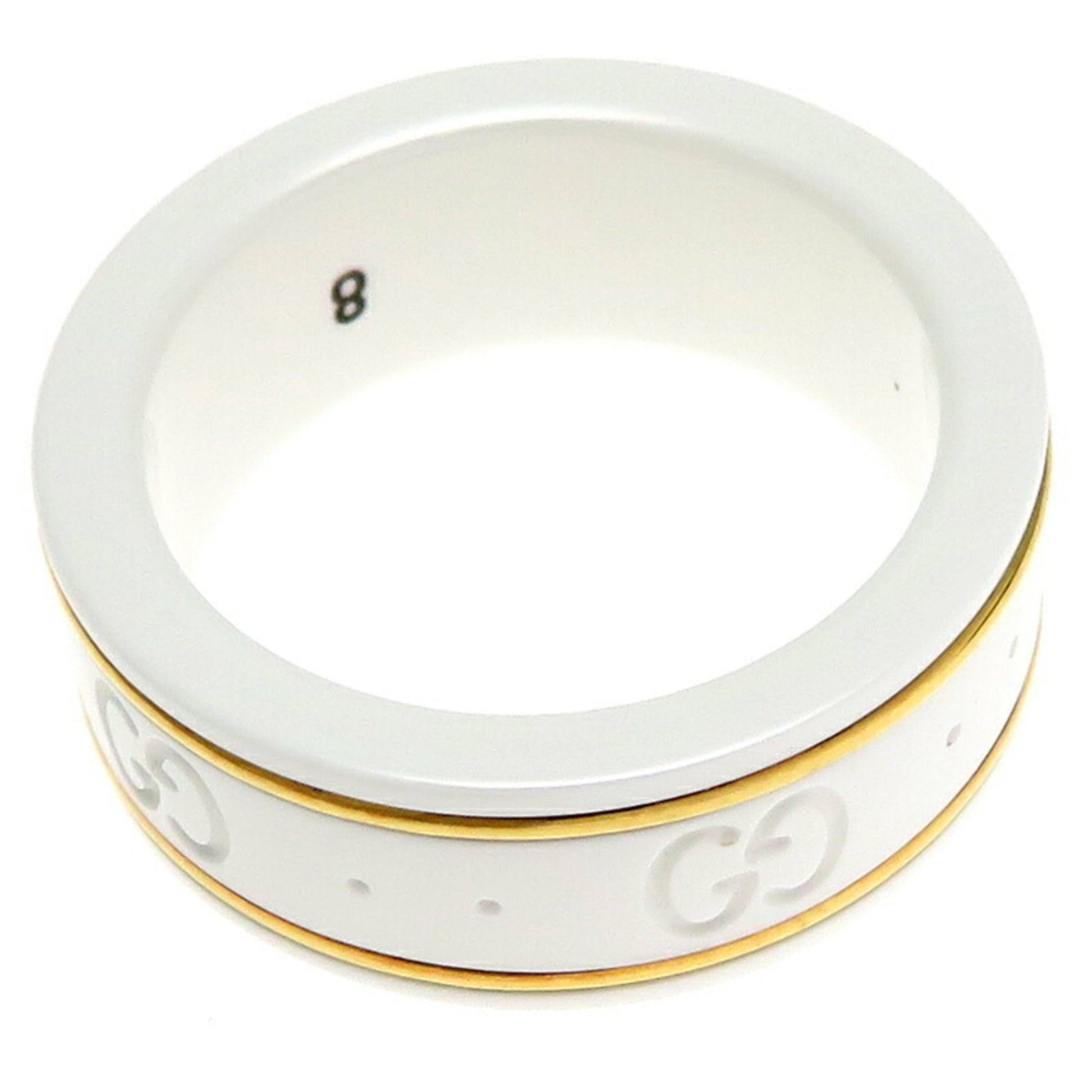 Gucci White Yellow Gold Yellow Gold (18K) Ceramic Band Ring