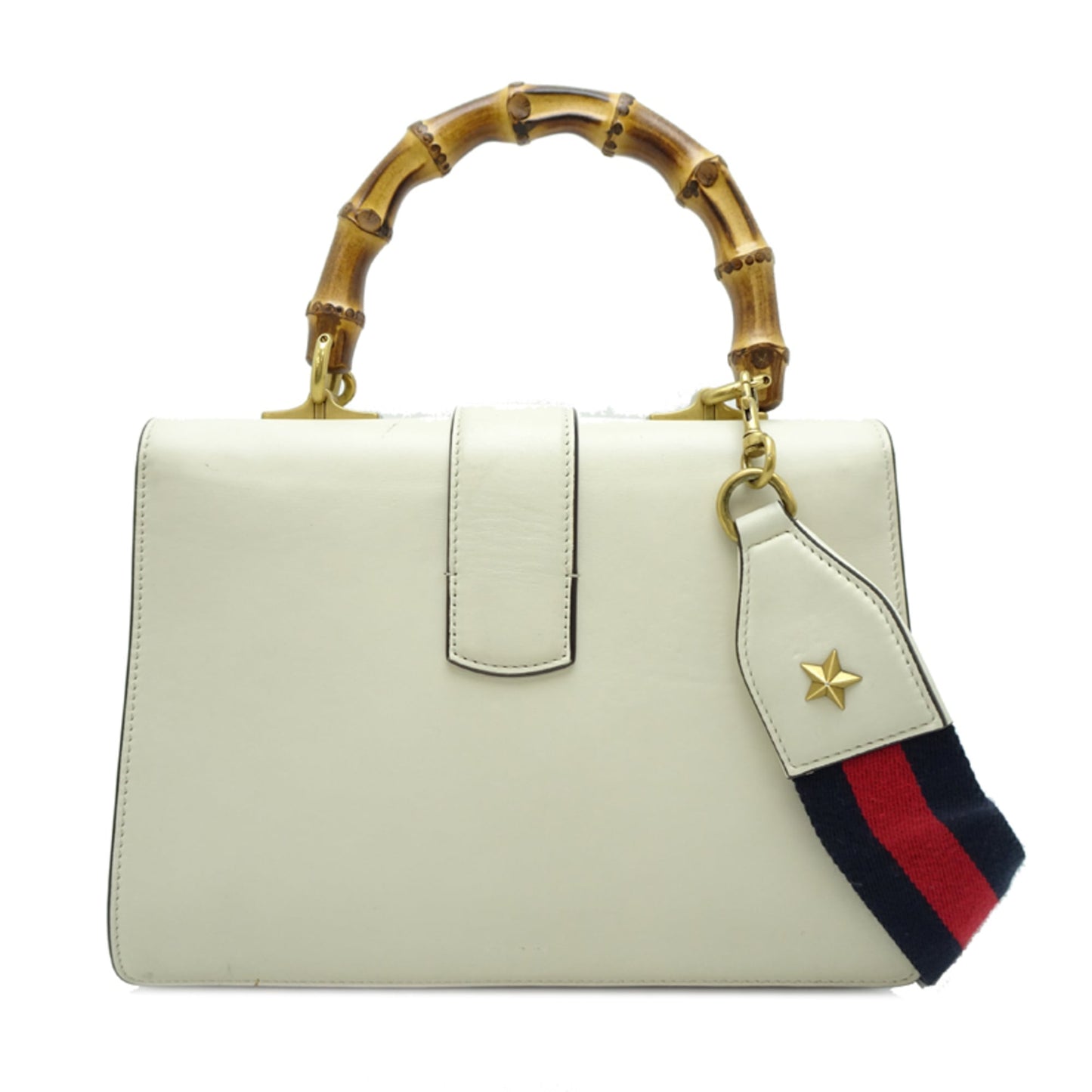 Gucci Black White Bamboo Leather Handbag
