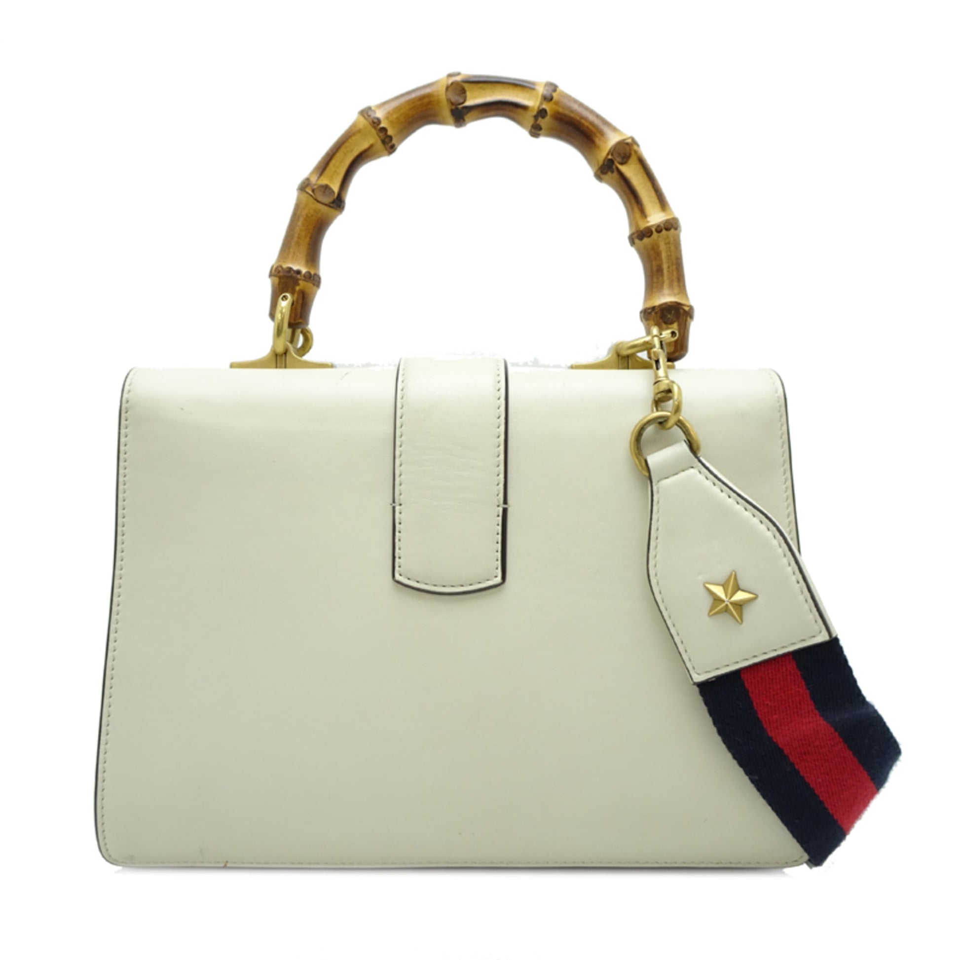 Gucci Black White Bamboo Leather Handbag