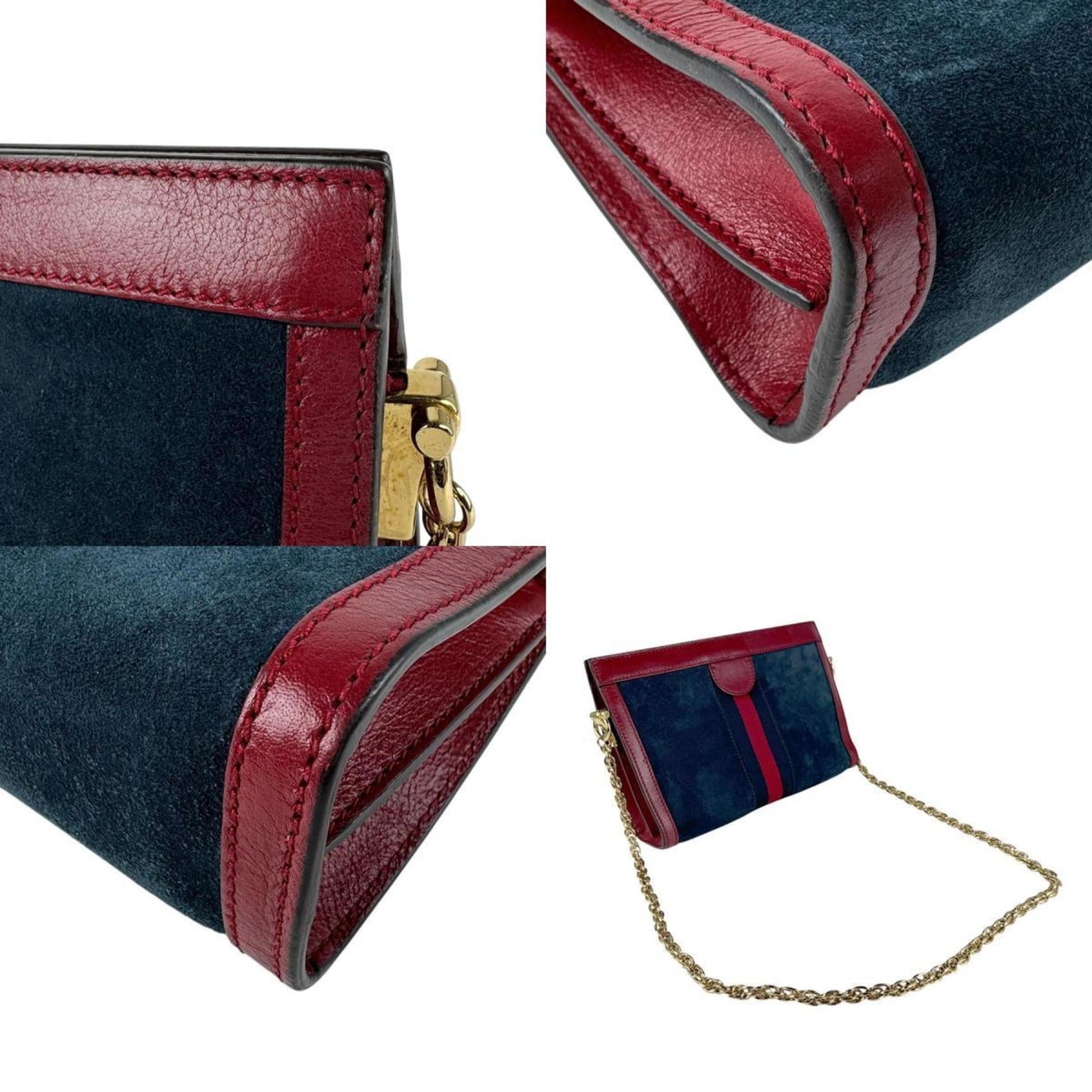 Gucci Dark Red Navy Suede Leather Shoulder Bag