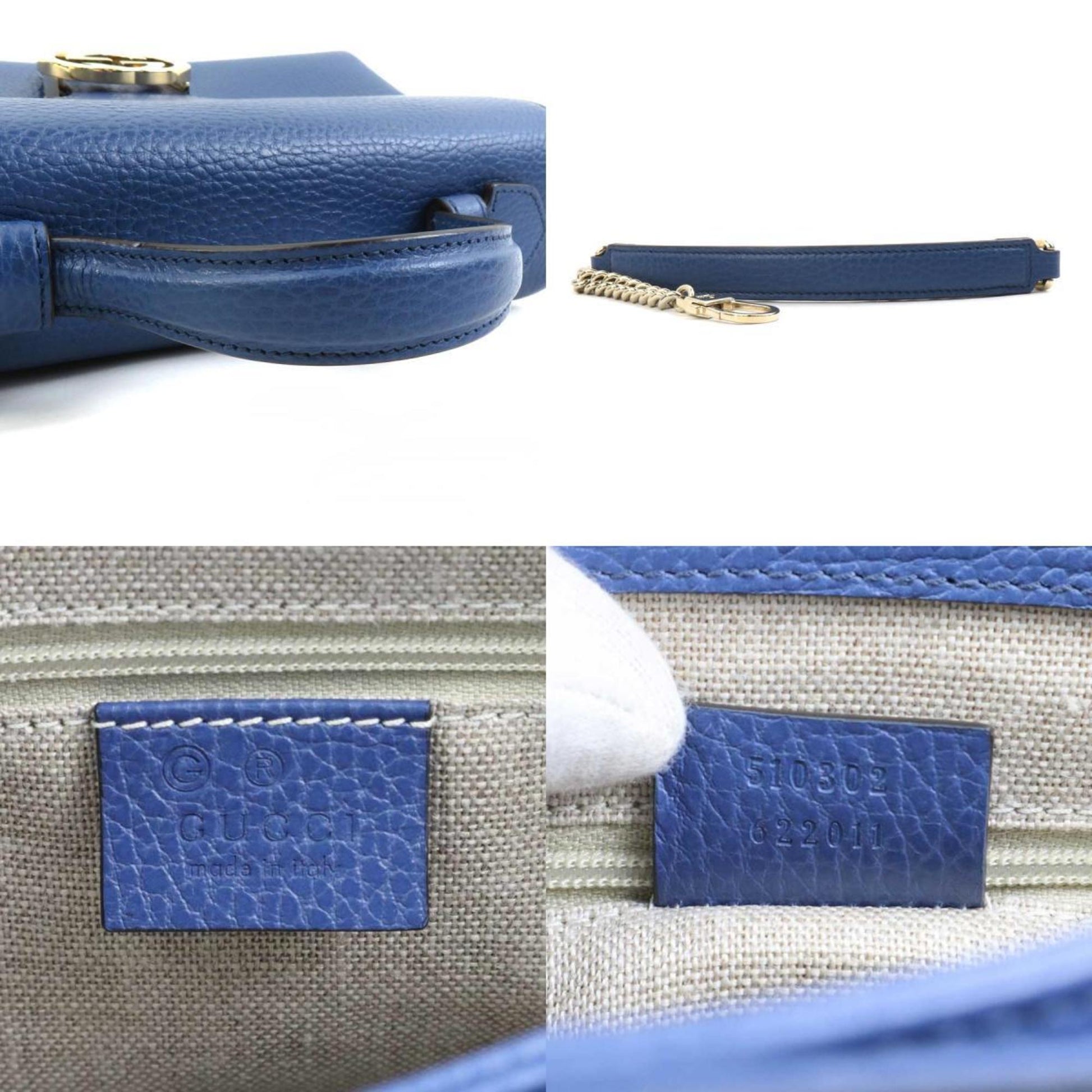 Gucci Blue Leather Shoulder Bag