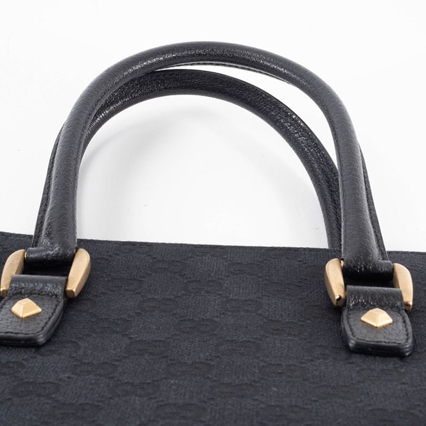 Gucci Gg Canvas Black Gg Canvas Leather Tote Bag