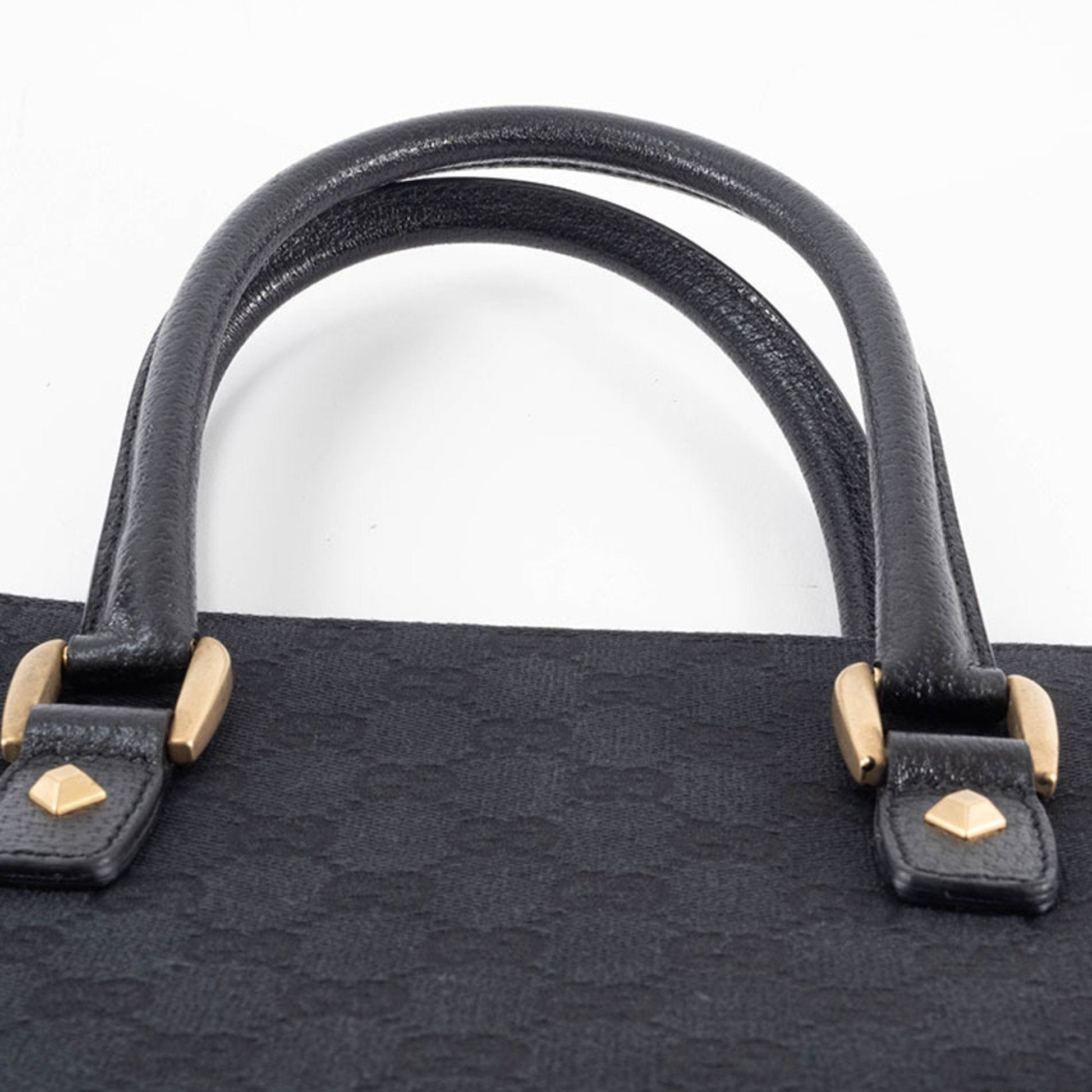 Gucci Gg Canvas Black Gg Canvas Leather Tote Bag