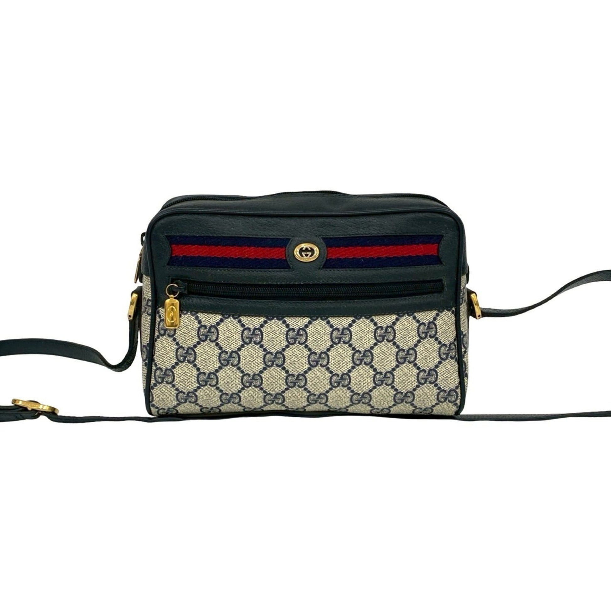 Gucci Navy Red Color Leather Pvc Pochette Shoulder Bag