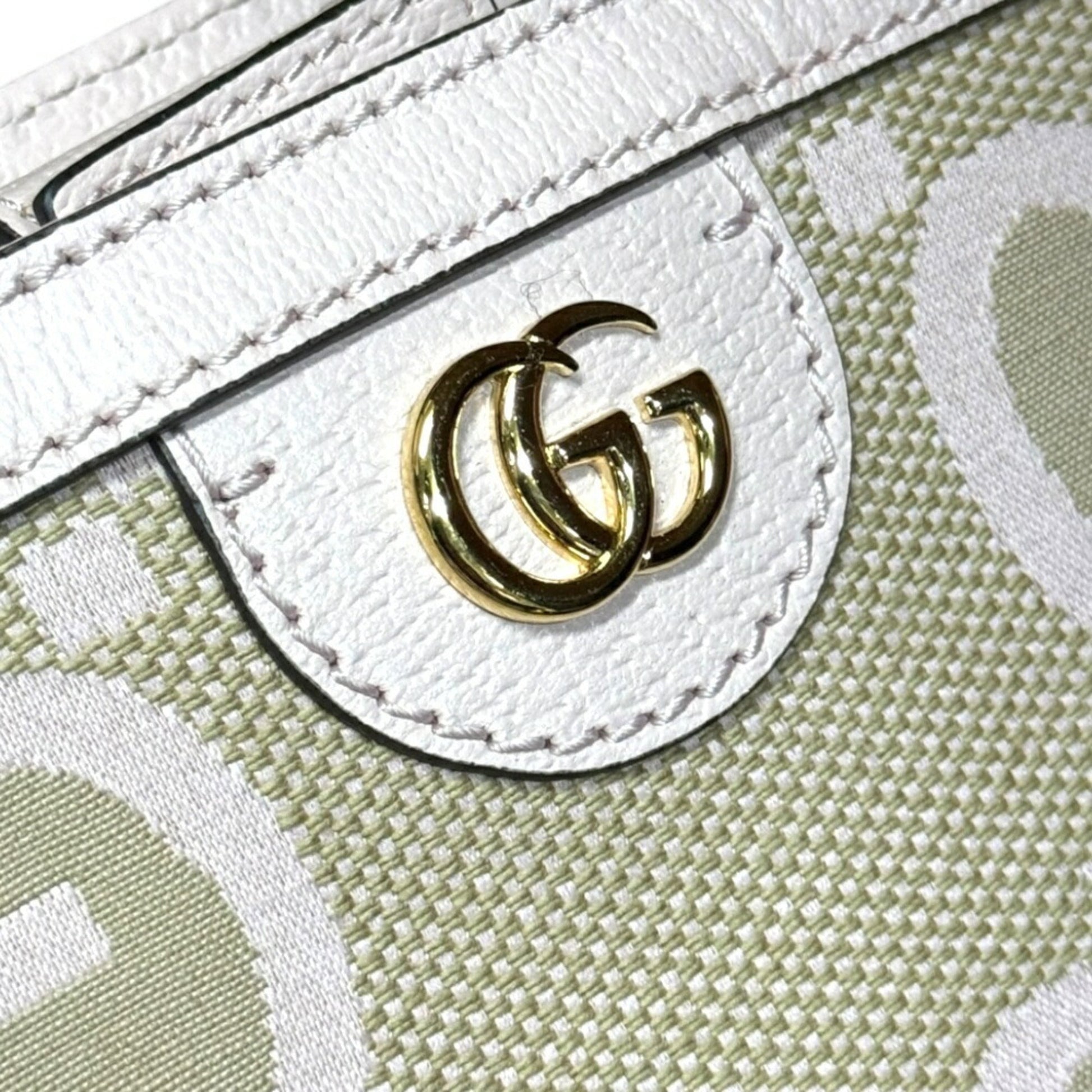 Gucci Beige Pink Canvas Leather Tote Bag