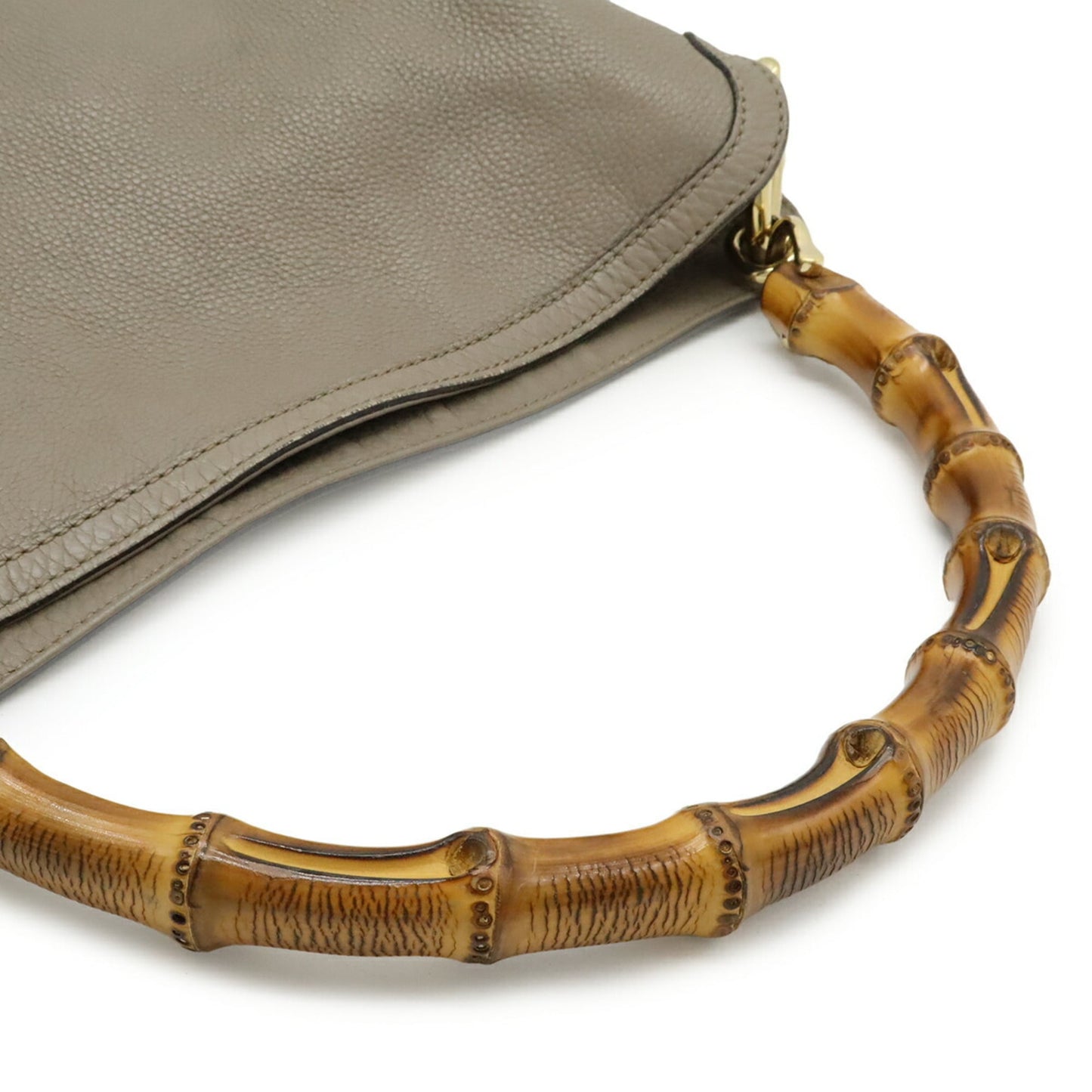 Gucci Bamboo Grayish Bamboo Leather Handbag Shoulder Bag