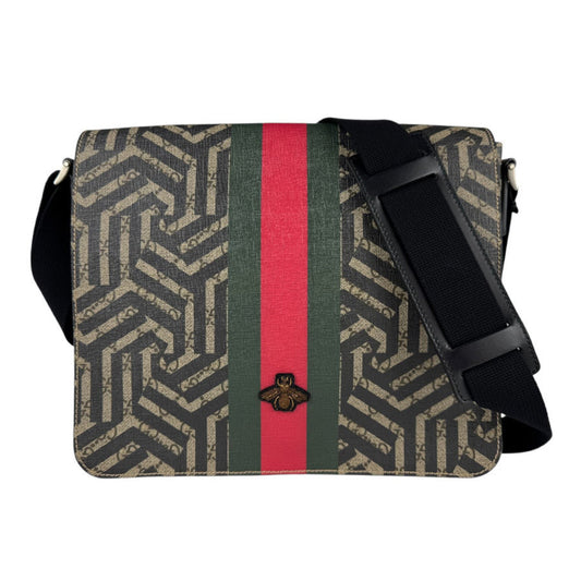 Gucci Beige Brown Black Gg Supreme Canvas Shoulder Bag