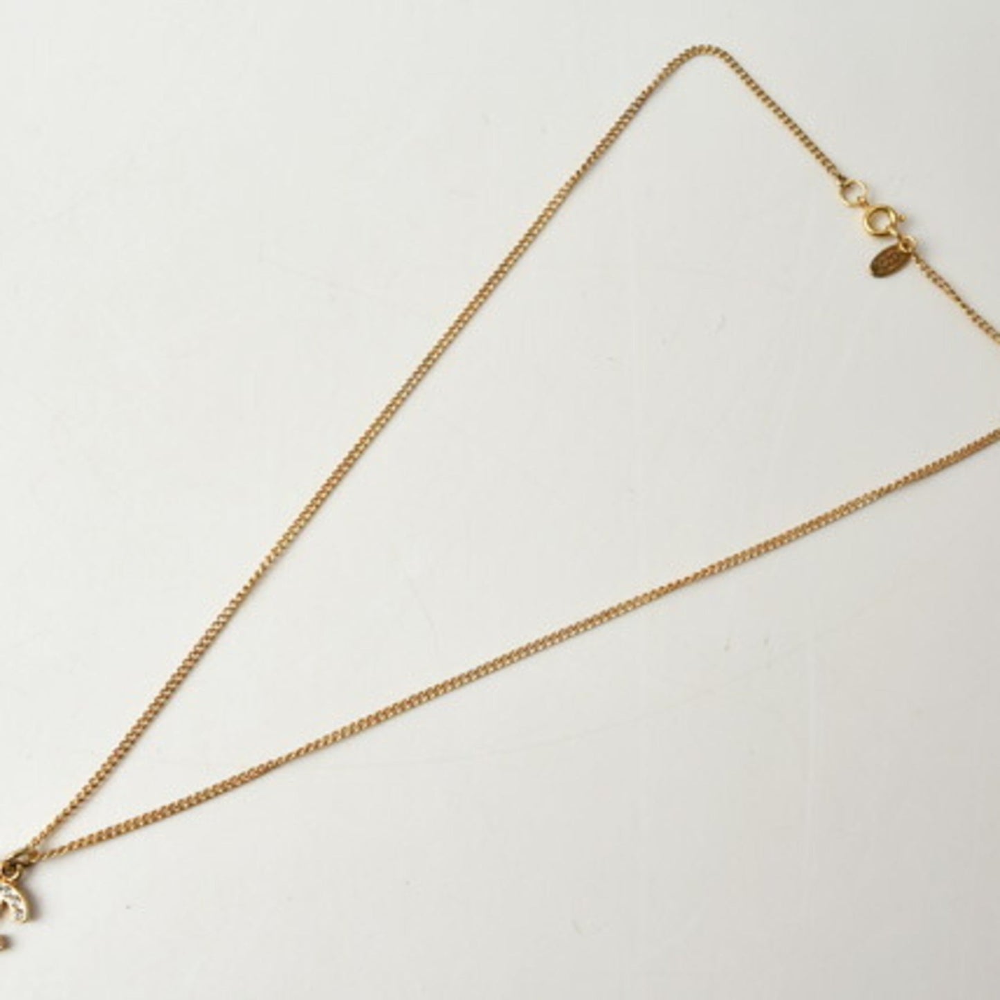 Chanel necklace/pendant CHANEL coco mark/CC rhinestone gold