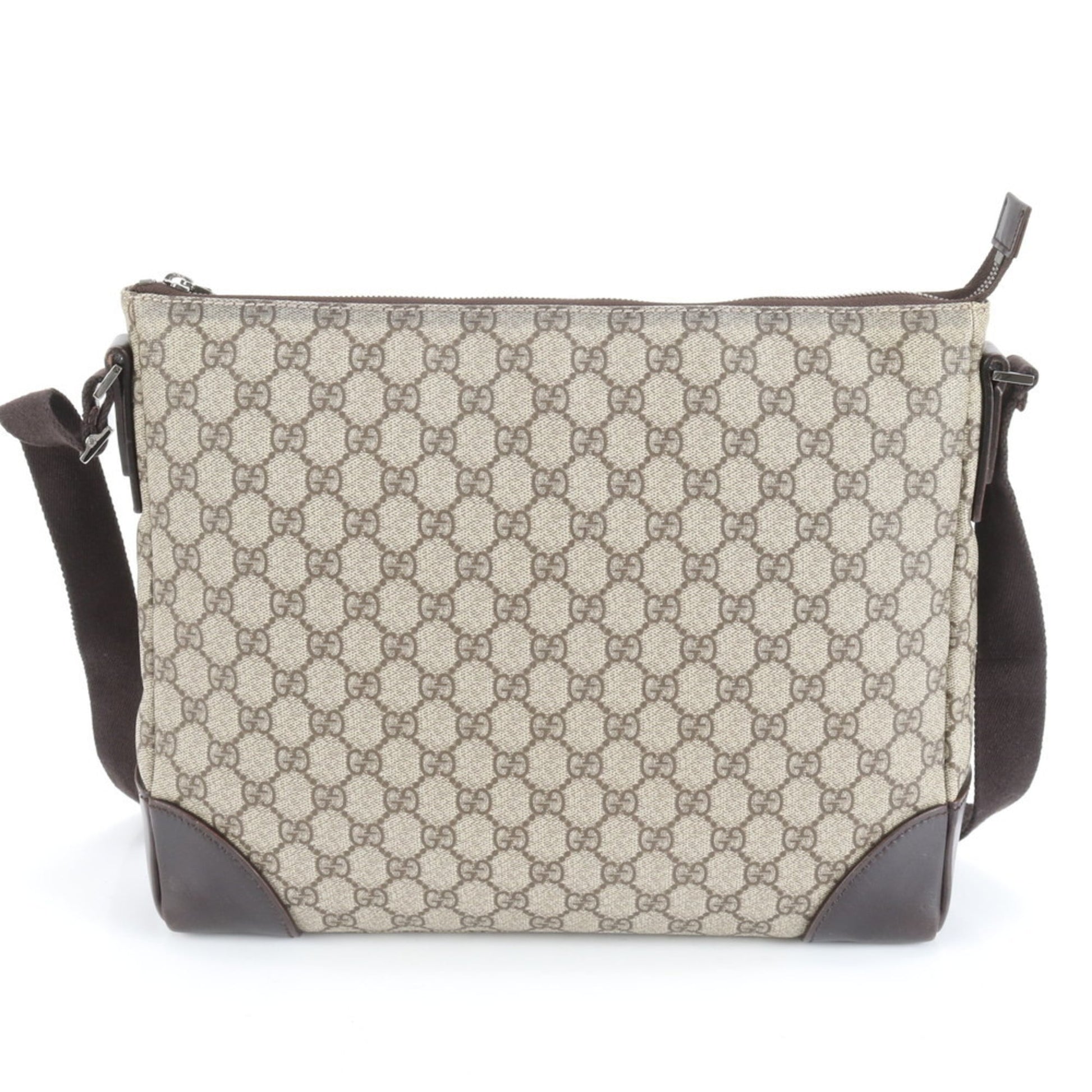 Gucci Brown Leather Coated Canvas Shoulder Bag