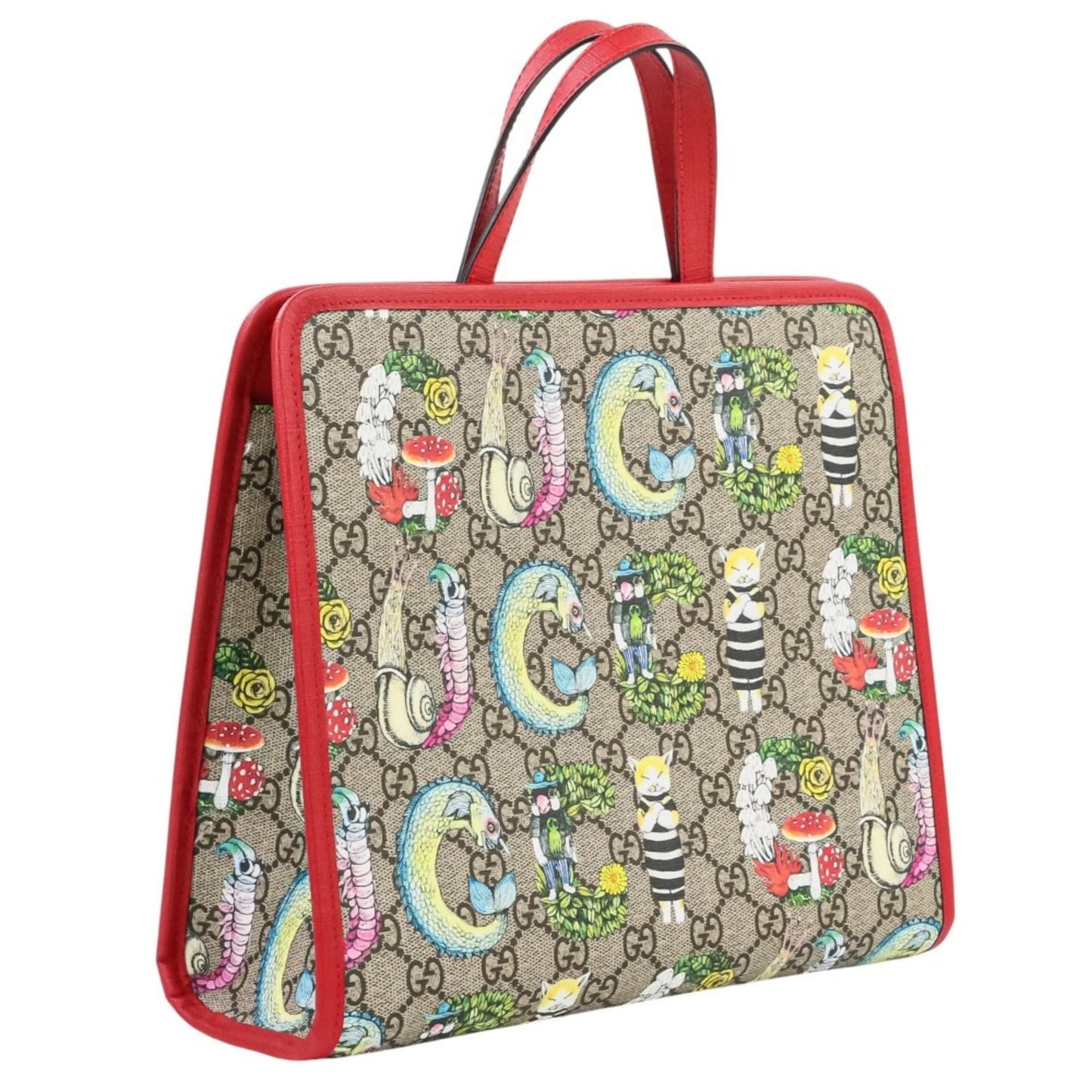 Gucci Beige Red Color Gg Supreme Tote Bag