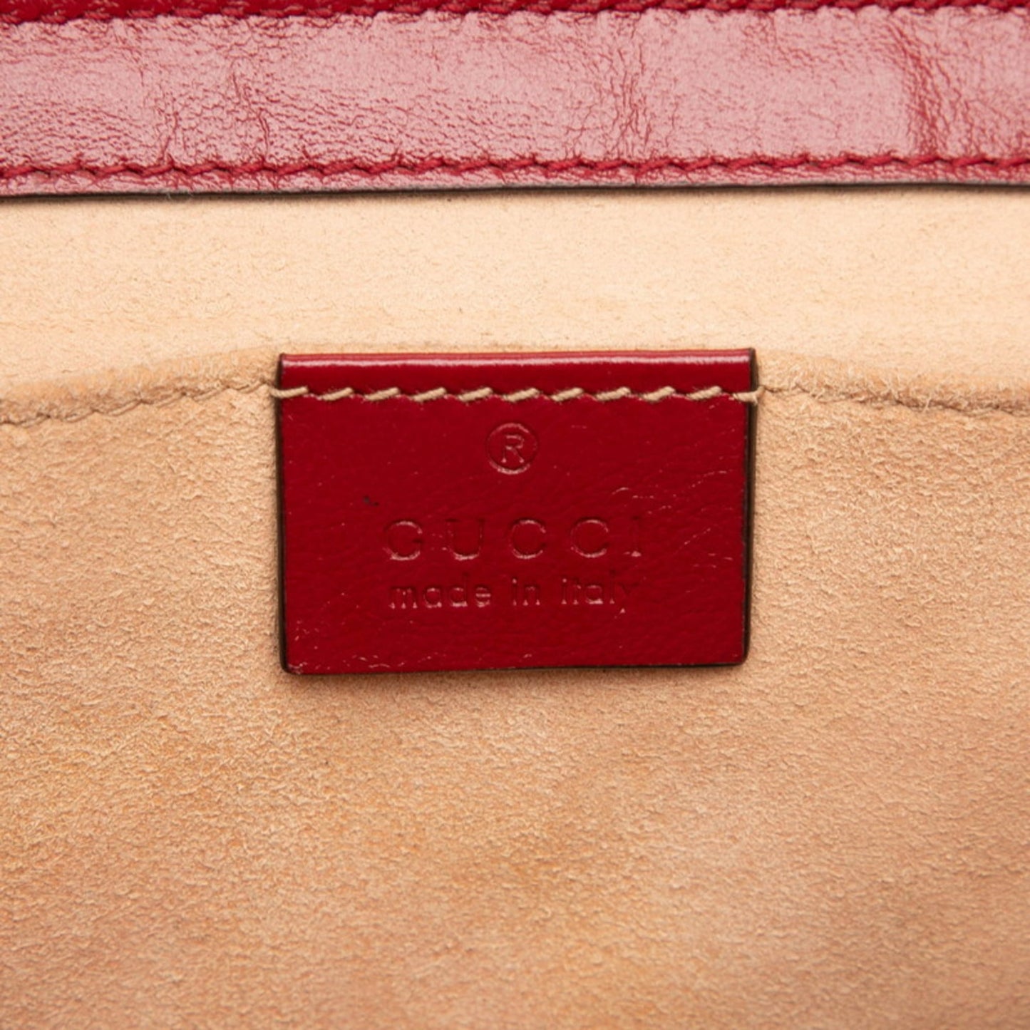 Gucci Beige Red Color Canvas Leather Shoulder Bag