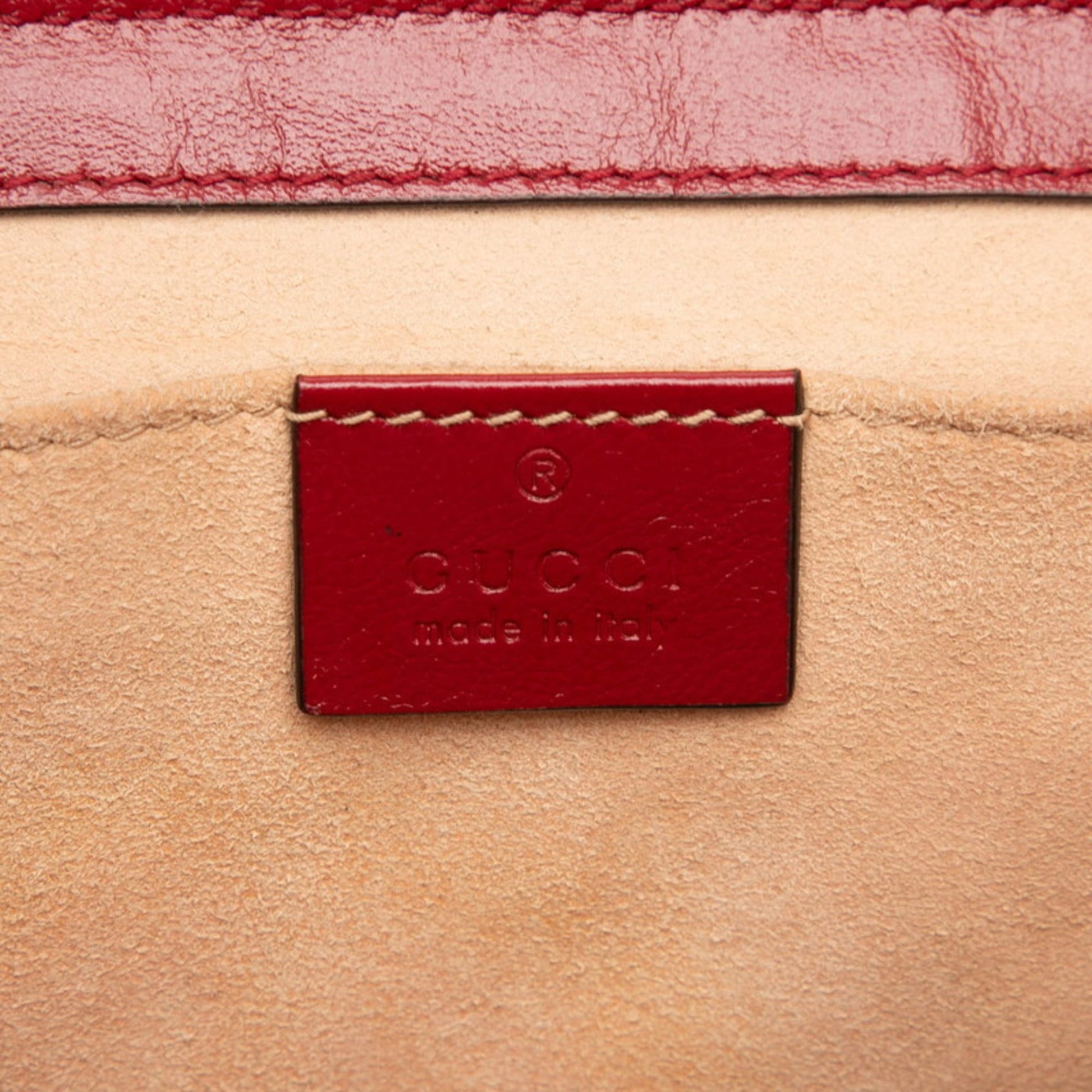 Gucci Beige Red Color Canvas Leather Shoulder Bag