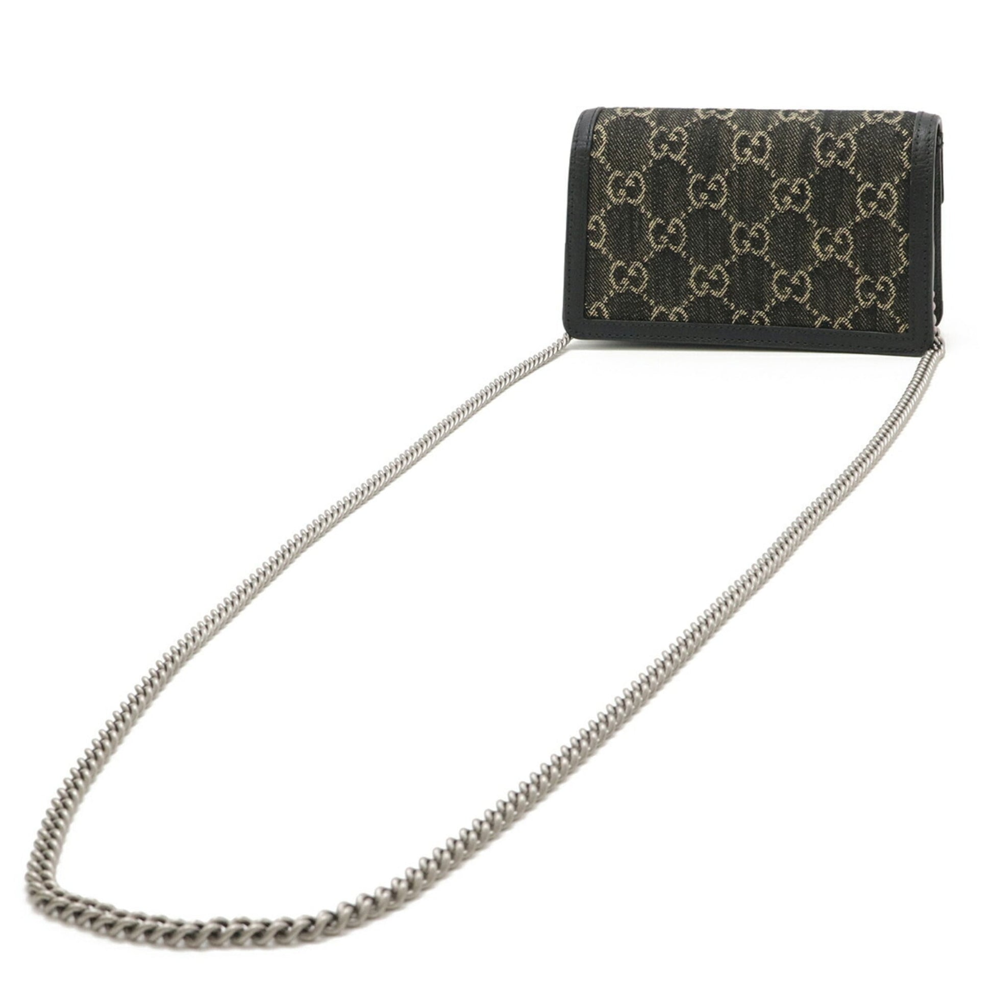 Gucci Black Denim Leather Shoulder Bag