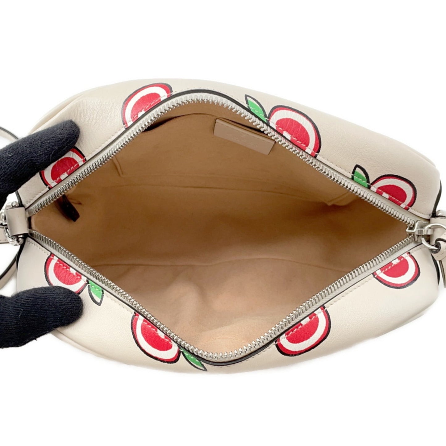 Gucci Beige Red Color White Leather Shoulder Bag