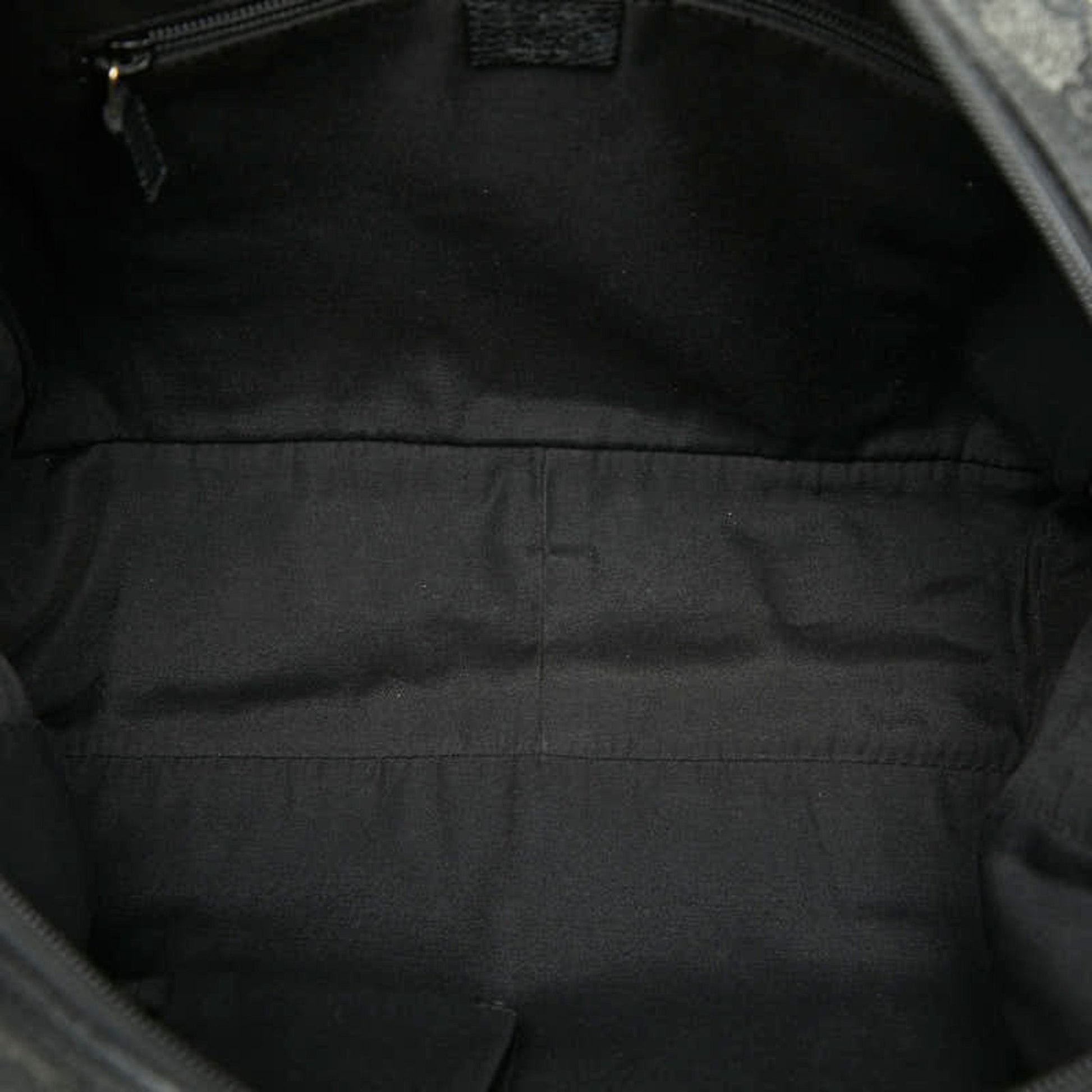 Gucci Black Gray Canvas Leather Handbag
