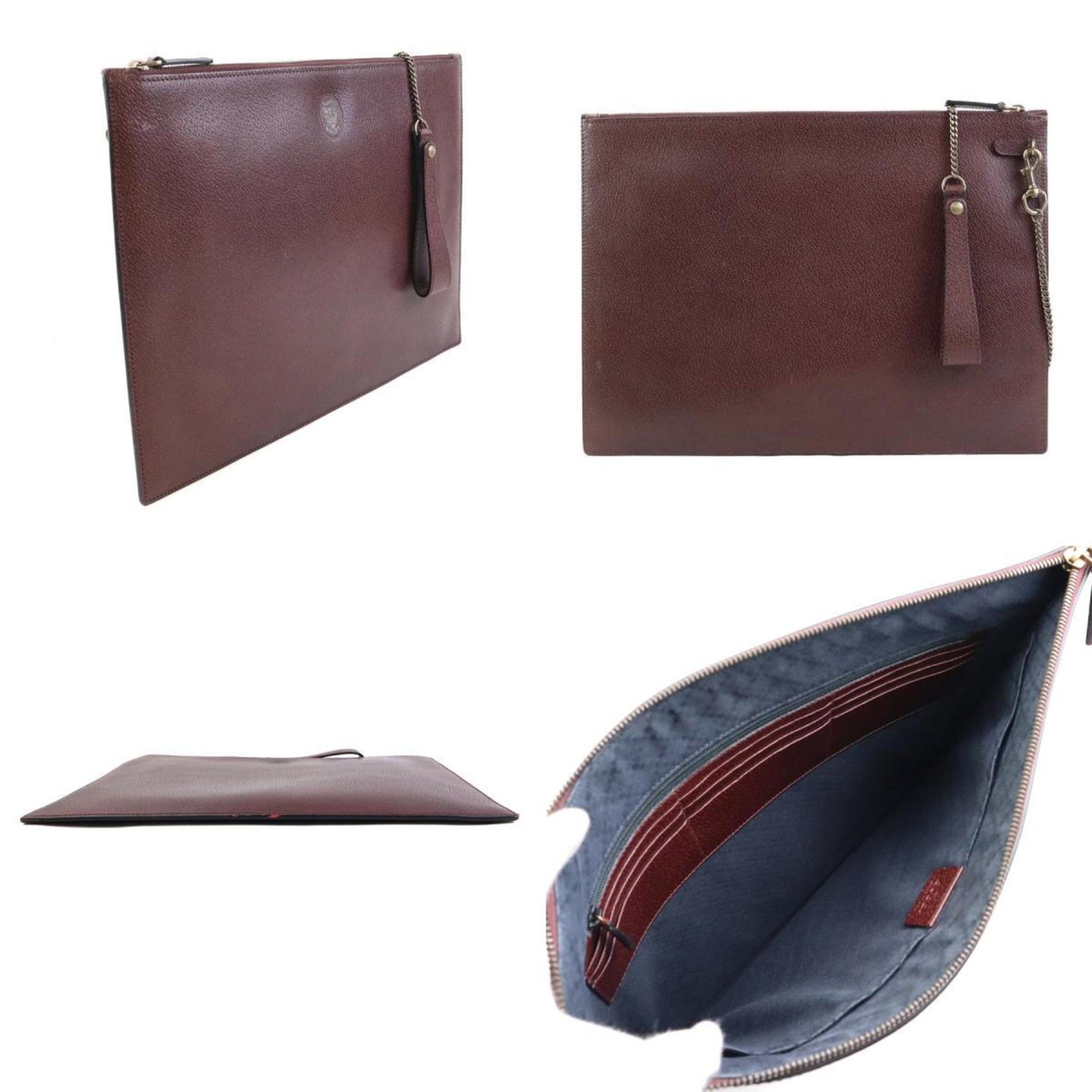 Gucci Bordeaux Leather Clutch Bag