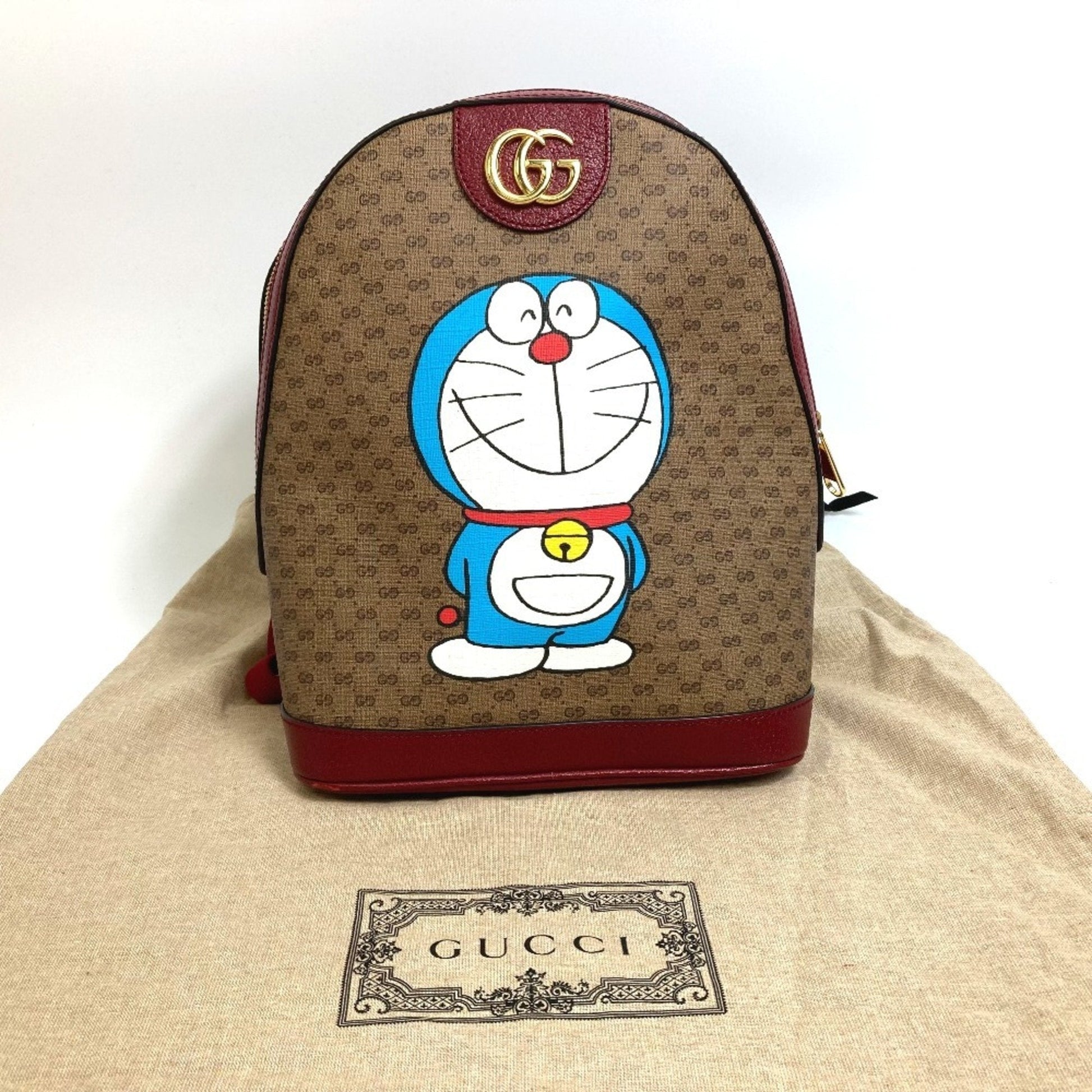 Gucci Beige Red Color Pvc Leather Backpack