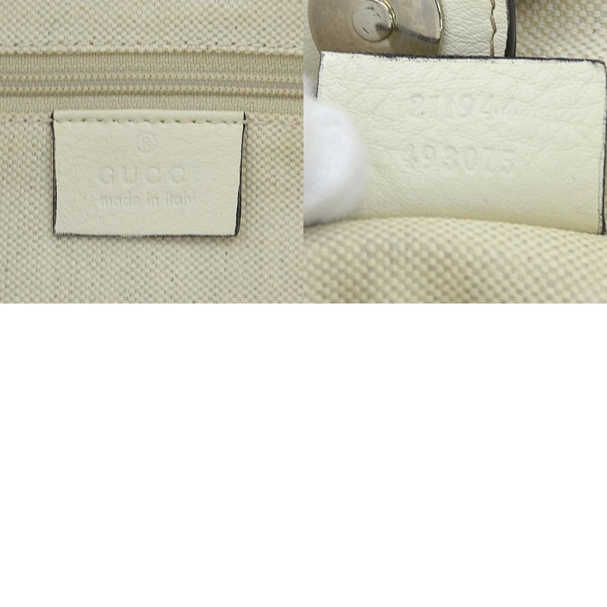 Gucci Ivory Leather Nylon Handbag