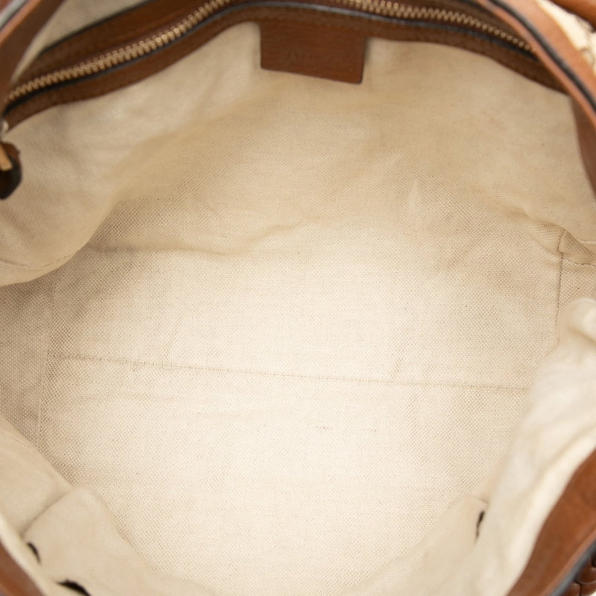 Gucci Beige Brown Canvas Leather Handbag Shoulder Bag