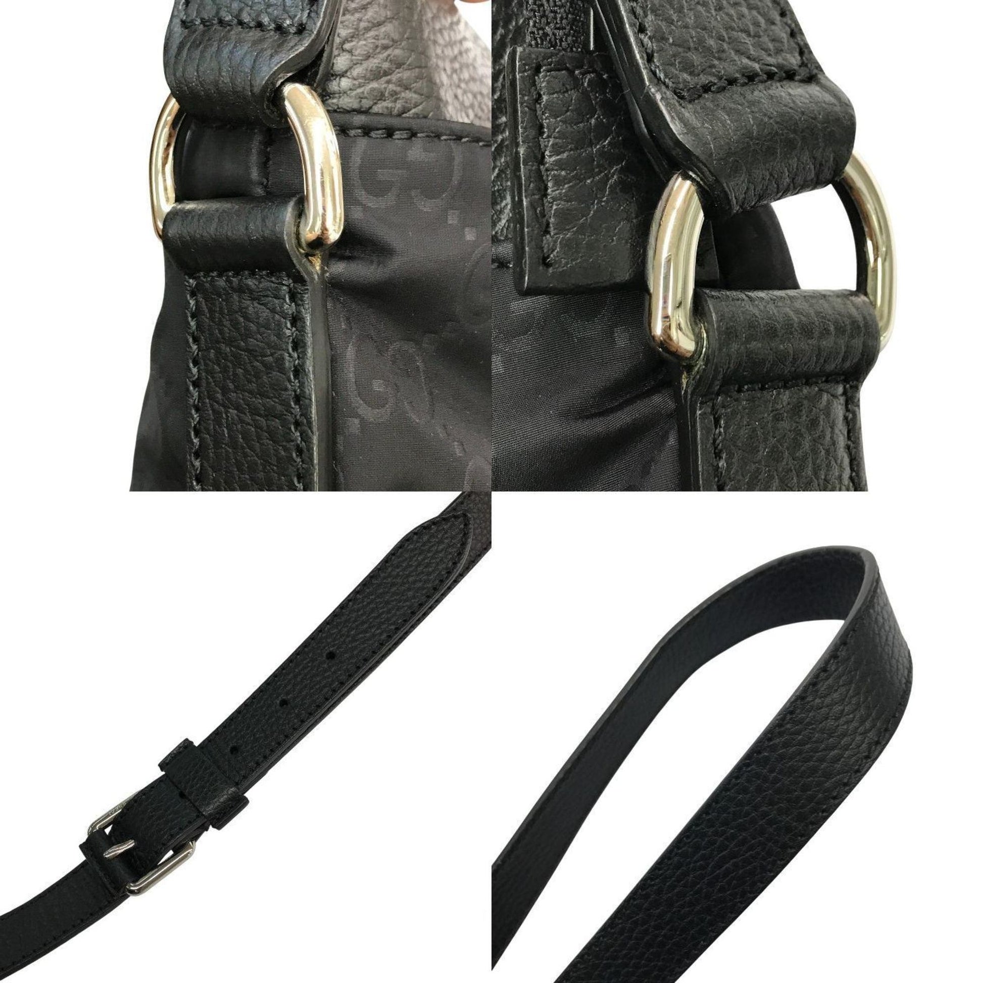 Gucci Black Nylon Leather Shoulder Bag