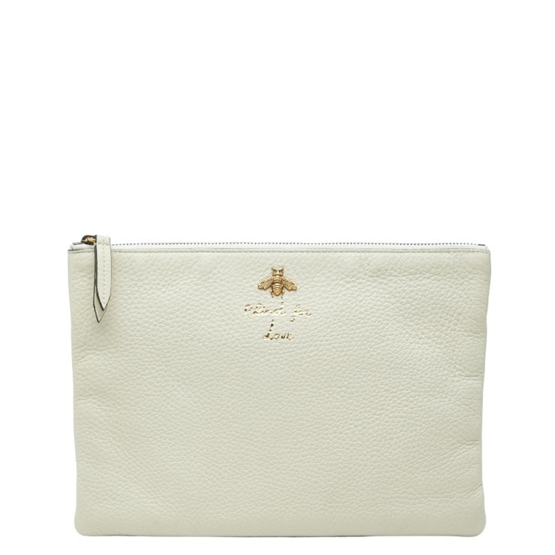 Gucci Animalier Ivory Leather Pouch