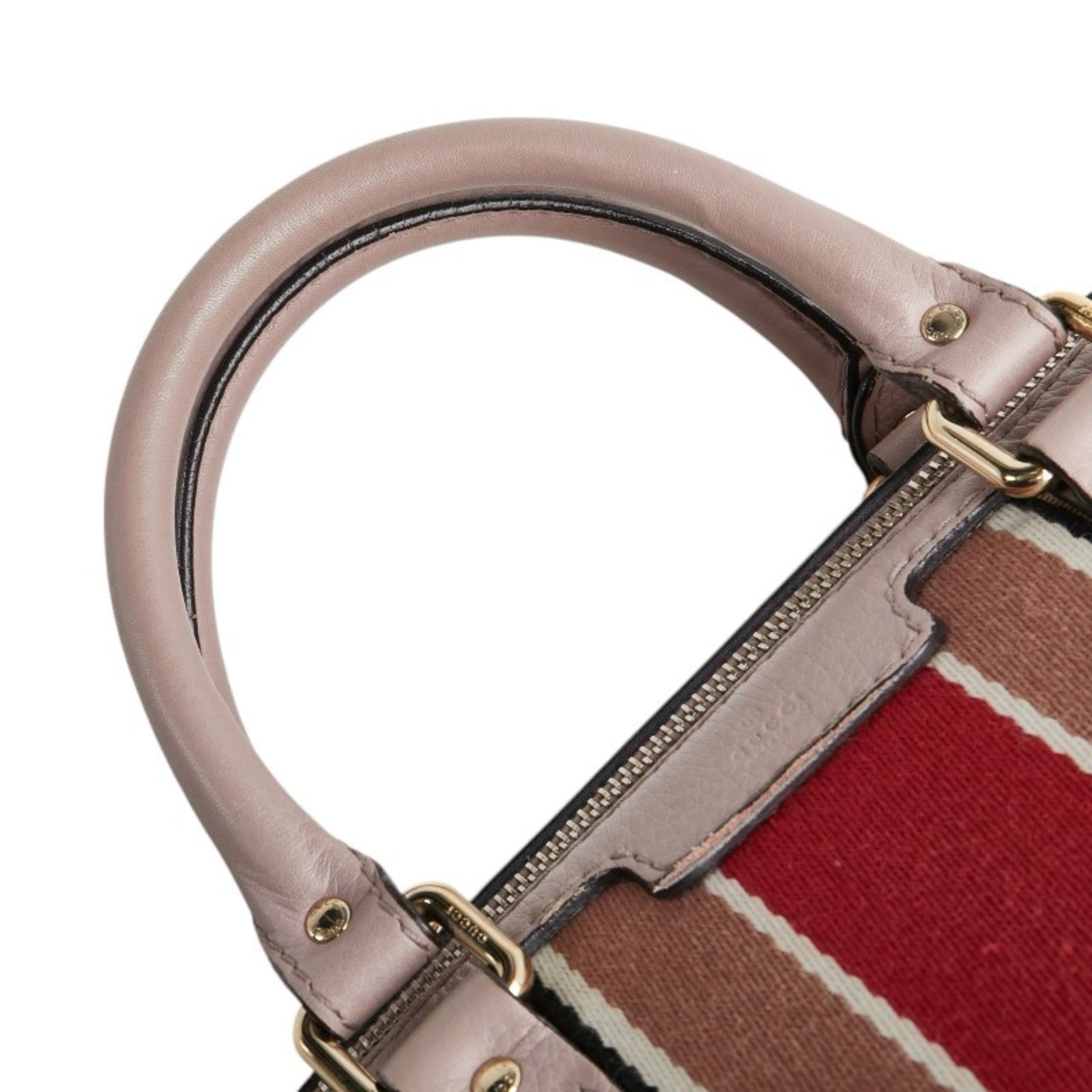 Gucci Beige Pink Canvas Leather Handbag Shoulder Bag
