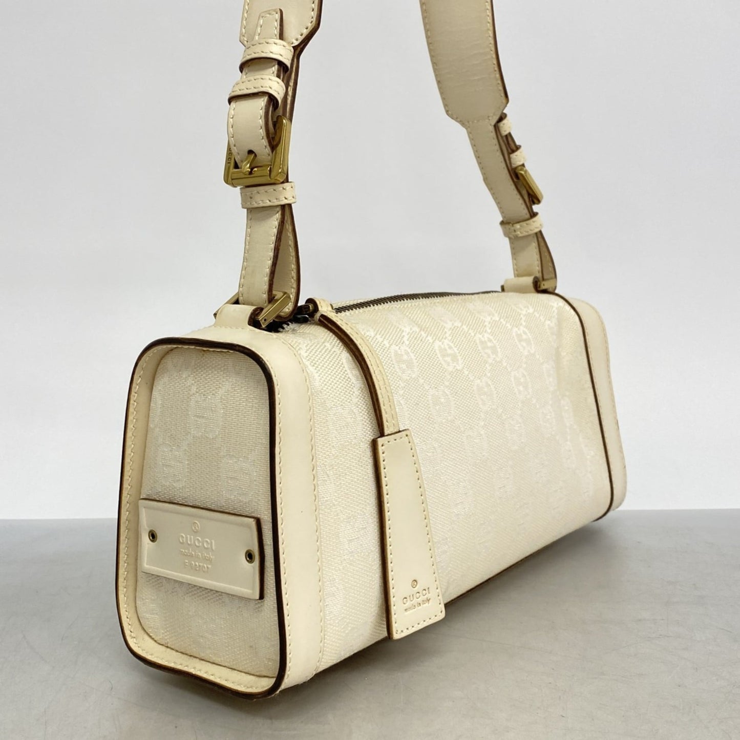 Gucci White Canvas Shoulder Bag