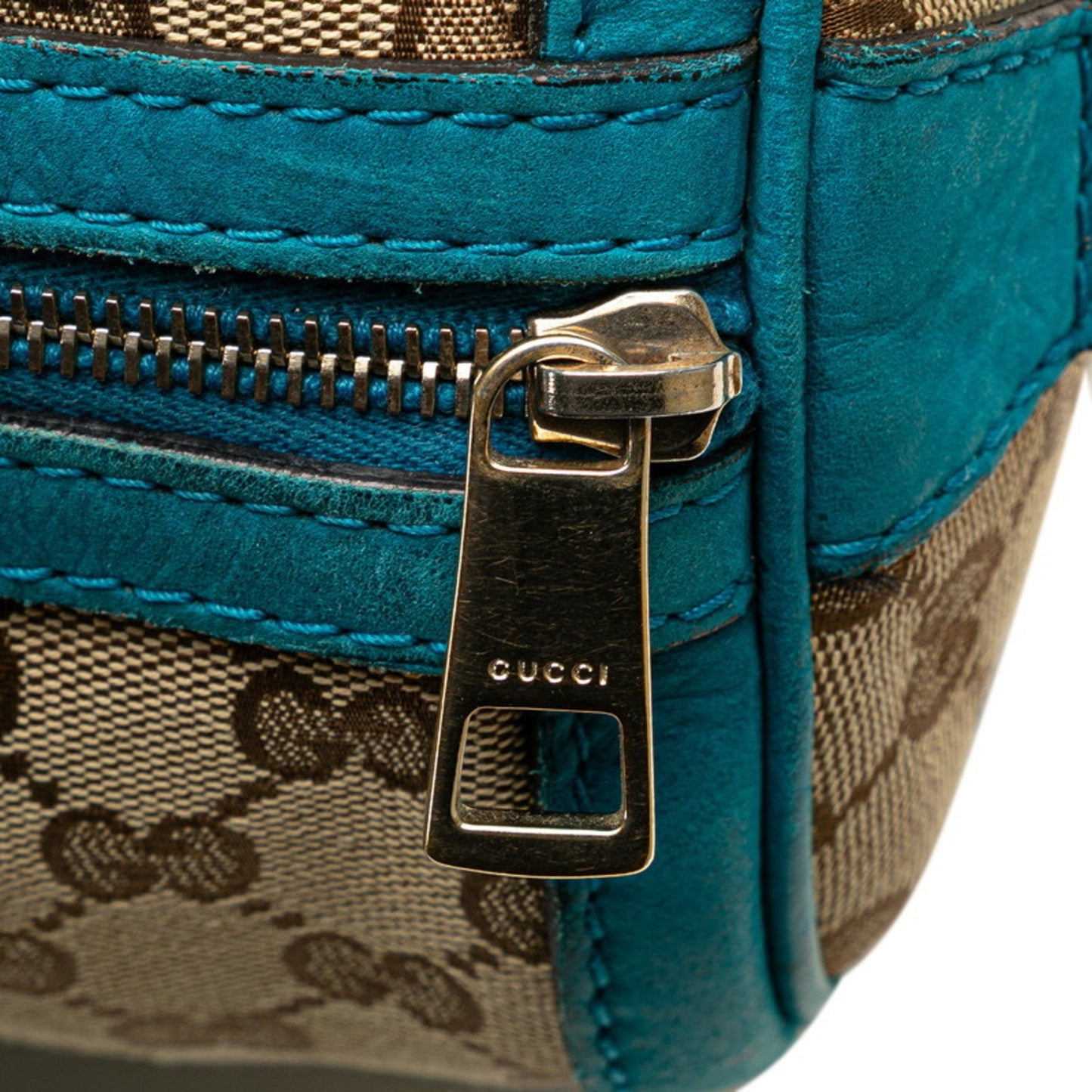 Gucci Beige Blue Gg Canvas Leather Handbag Shoulder Bag