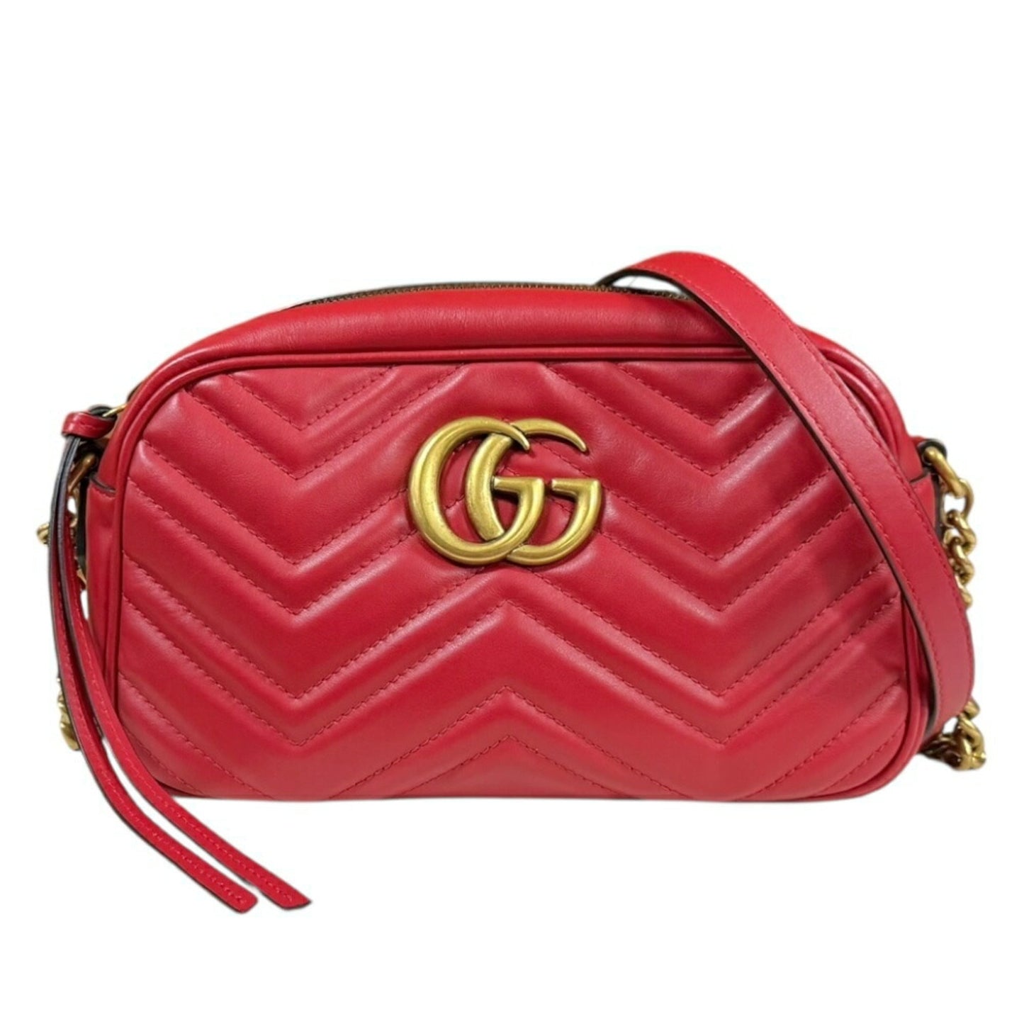 Gucci Gg Marmont Red Color Leather Shoulder Bag