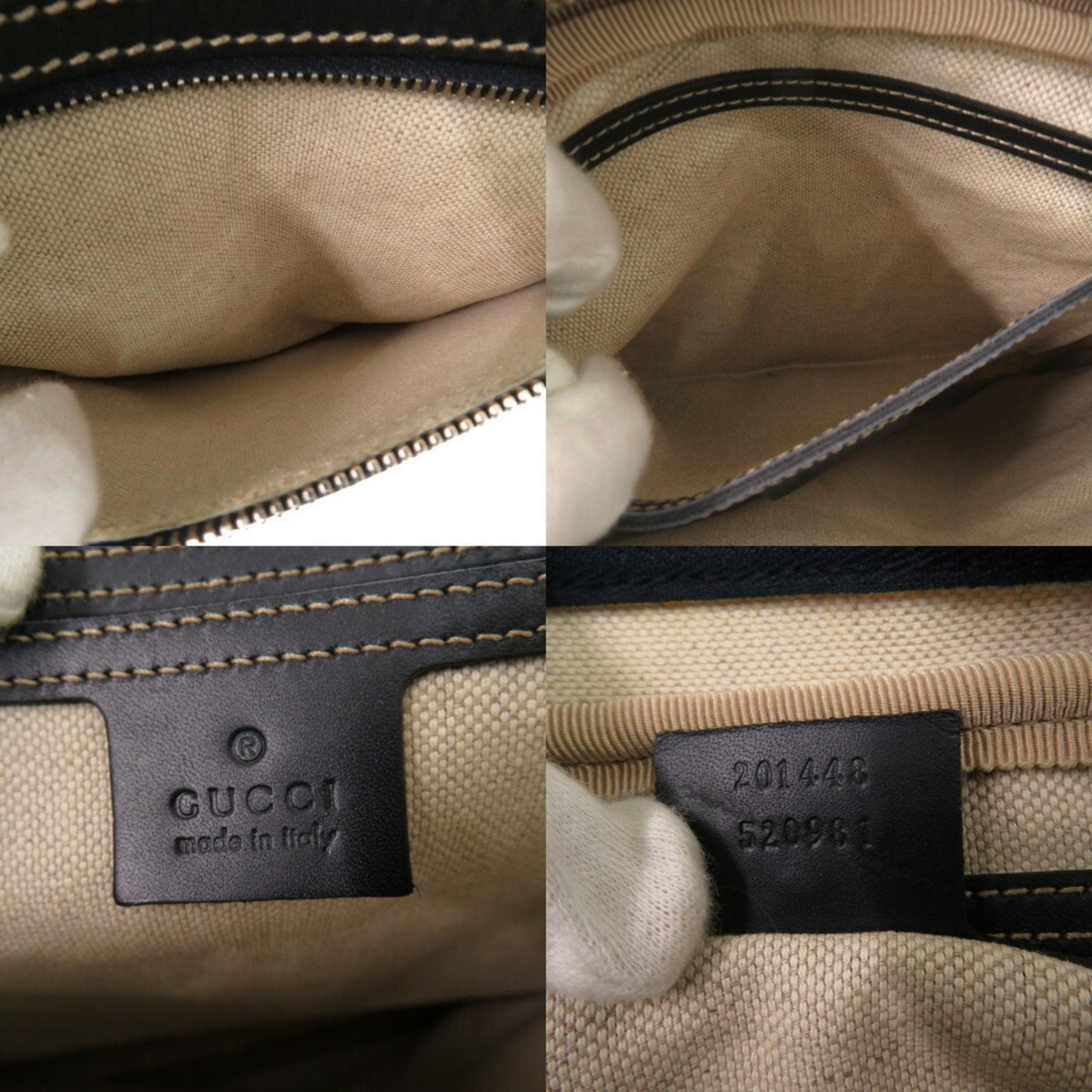 Gucci Beige Navy Gg Supreme Shoulder Bag