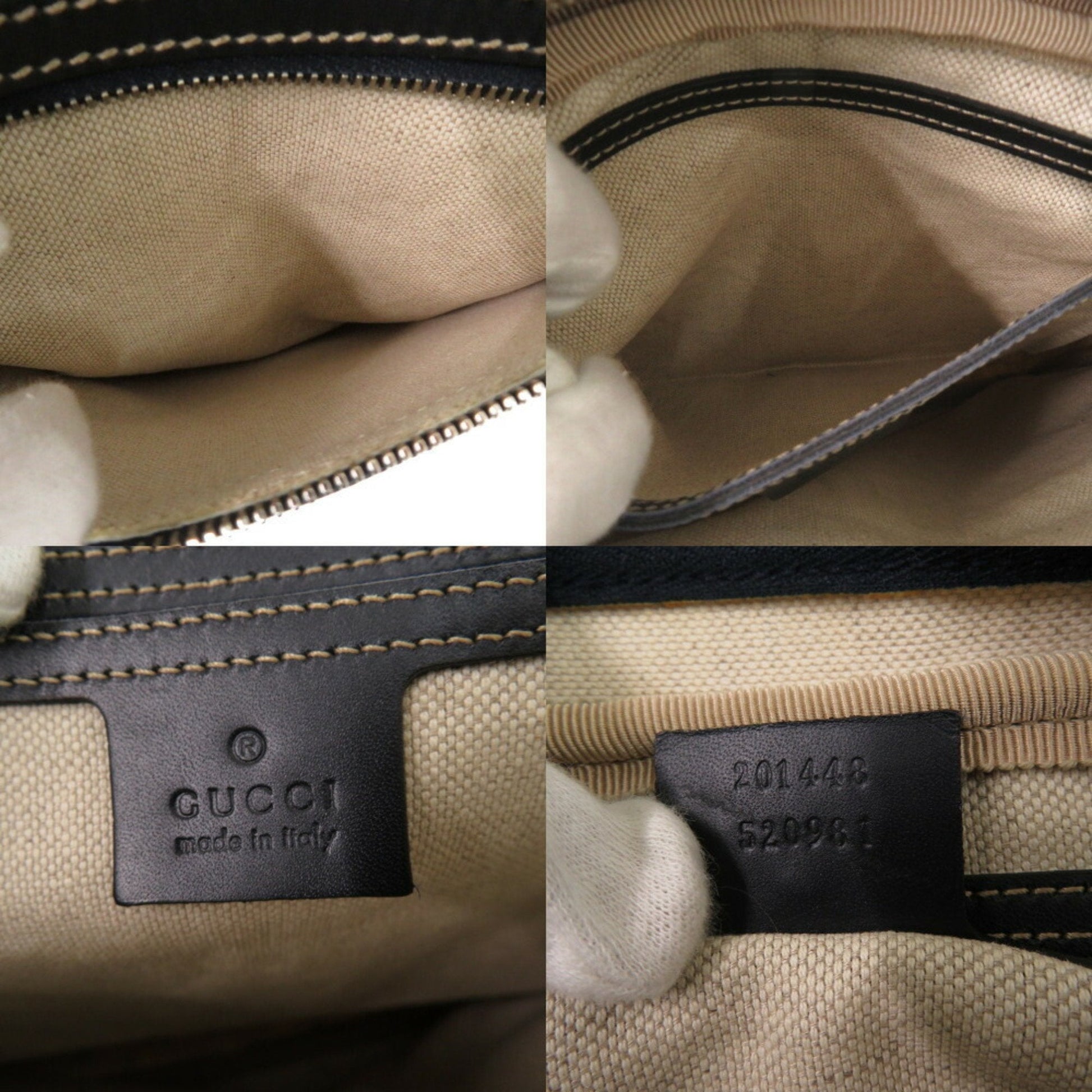 Gucci Beige Navy Gg Supreme Shoulder Bag
