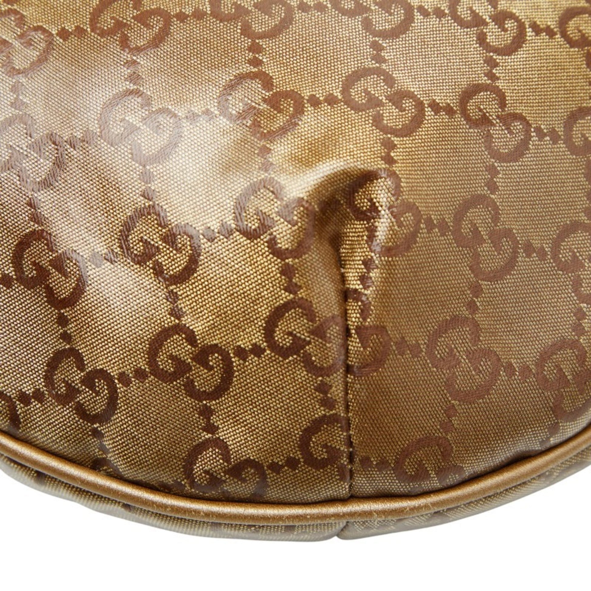 Gucci Gold Brown Gray Canvas Leather Shoulder Bag