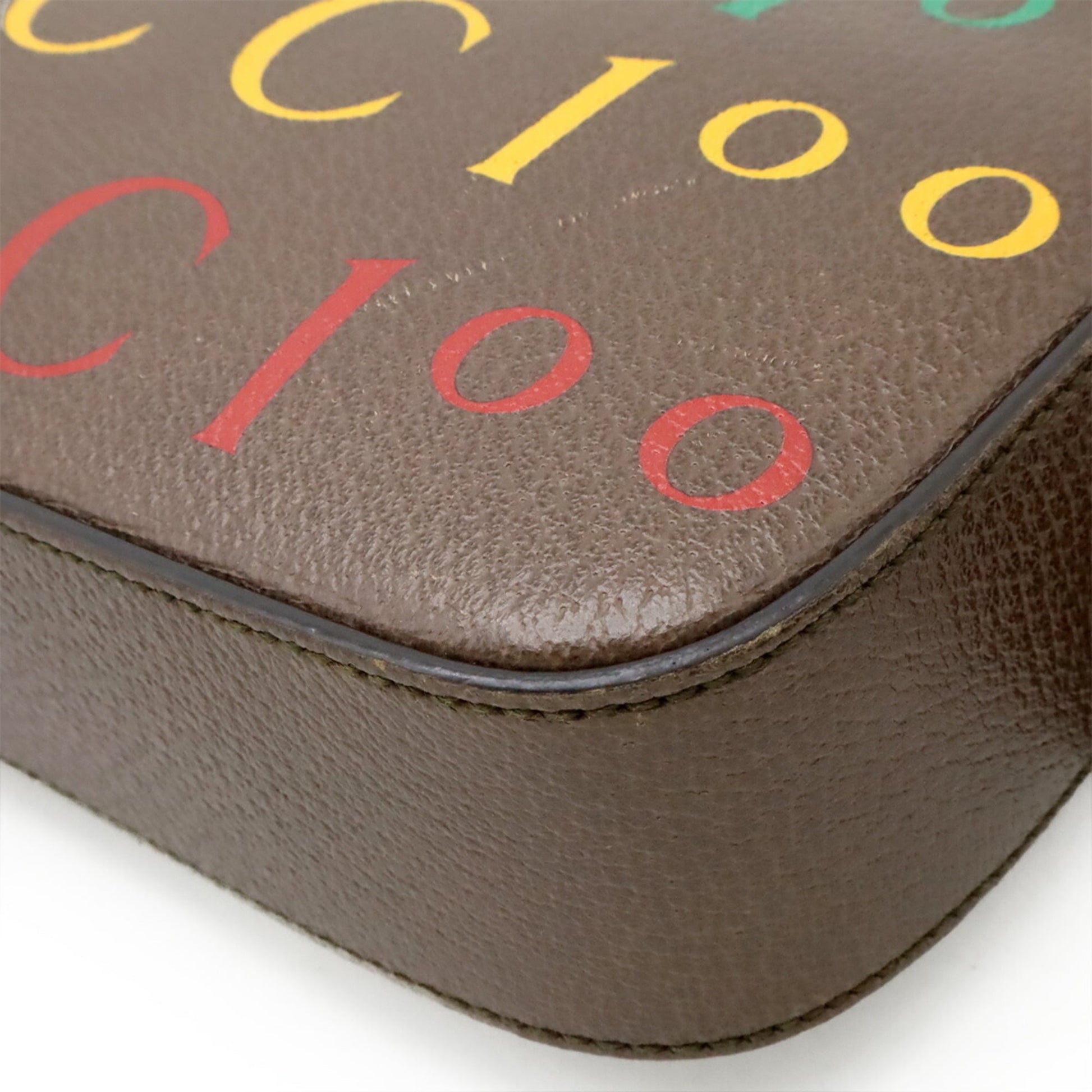 Gucci Brown Green Red Color Yellow Leather Clutch Bag Fanny Pack Sling Bag