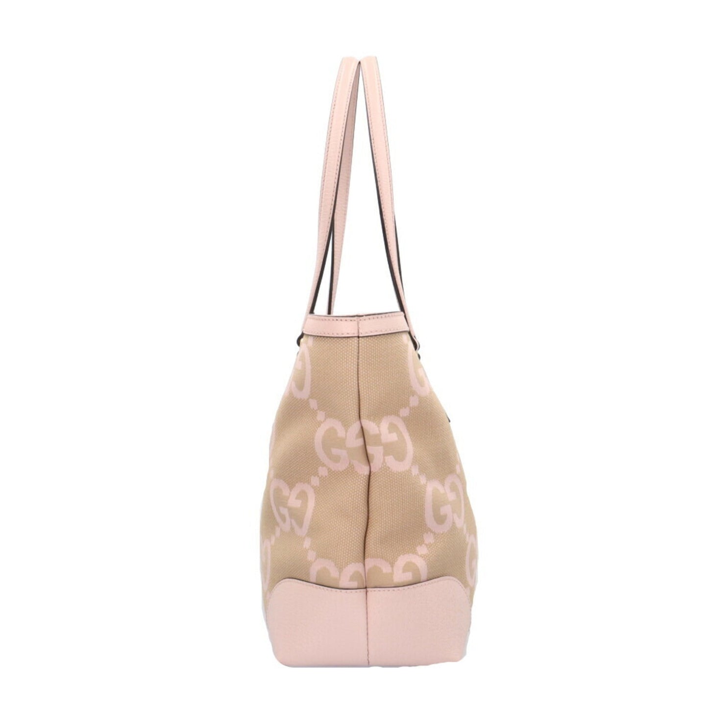 Gucci Beige Pink Canvas Leather Tote Bag