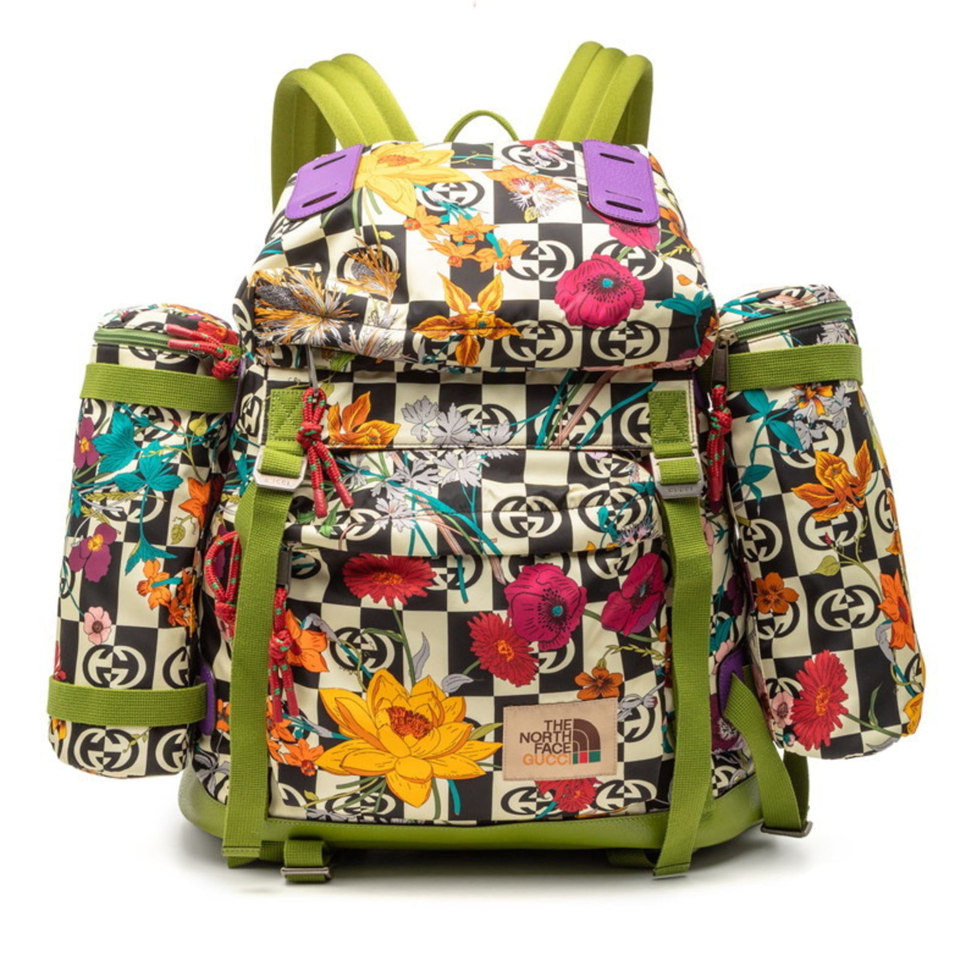 Gucci Green Multi-Color Nylon Leather Backpack